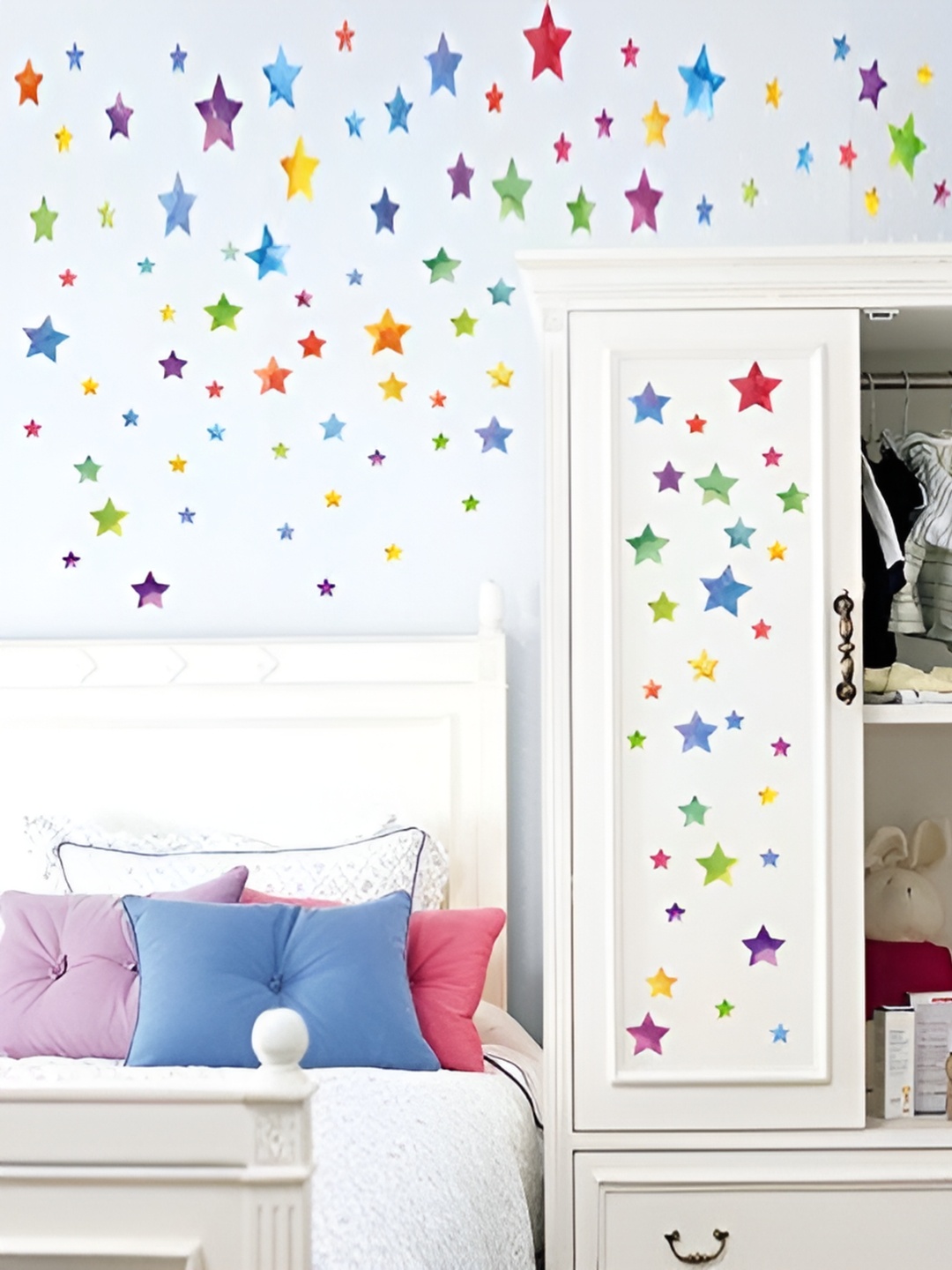 

Asian royal White & Blue Printed Self Adhesive Wall Sticker