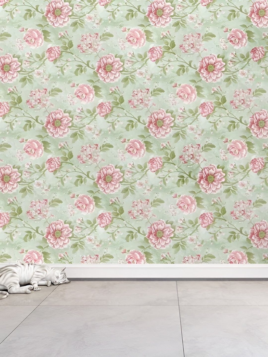 

Asian royal Pink & Green 3D Printed Self Adhesive Wall Sticker