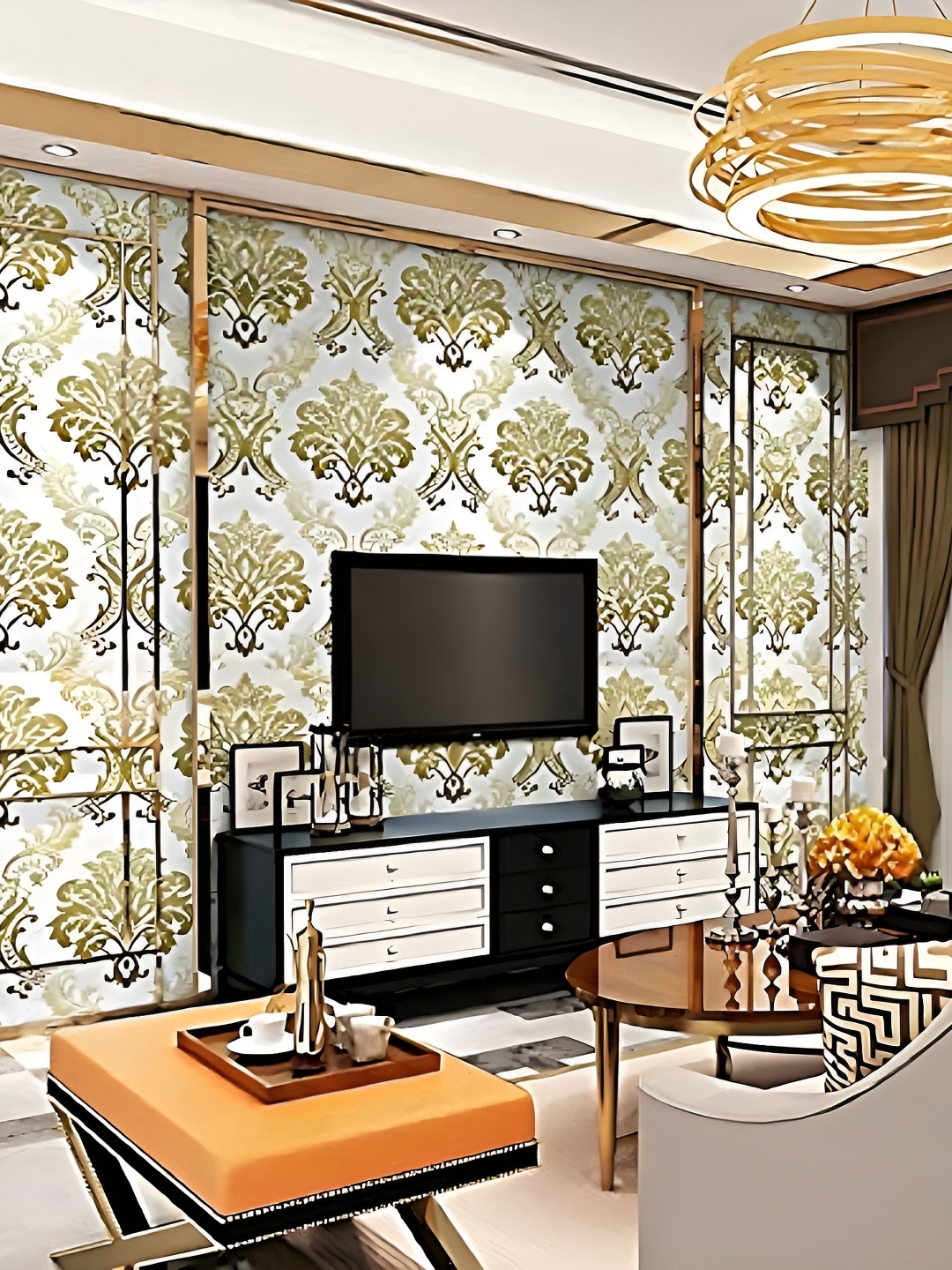 

Asian royal White & Brown Printed Self-Adhesive Wall Sticker