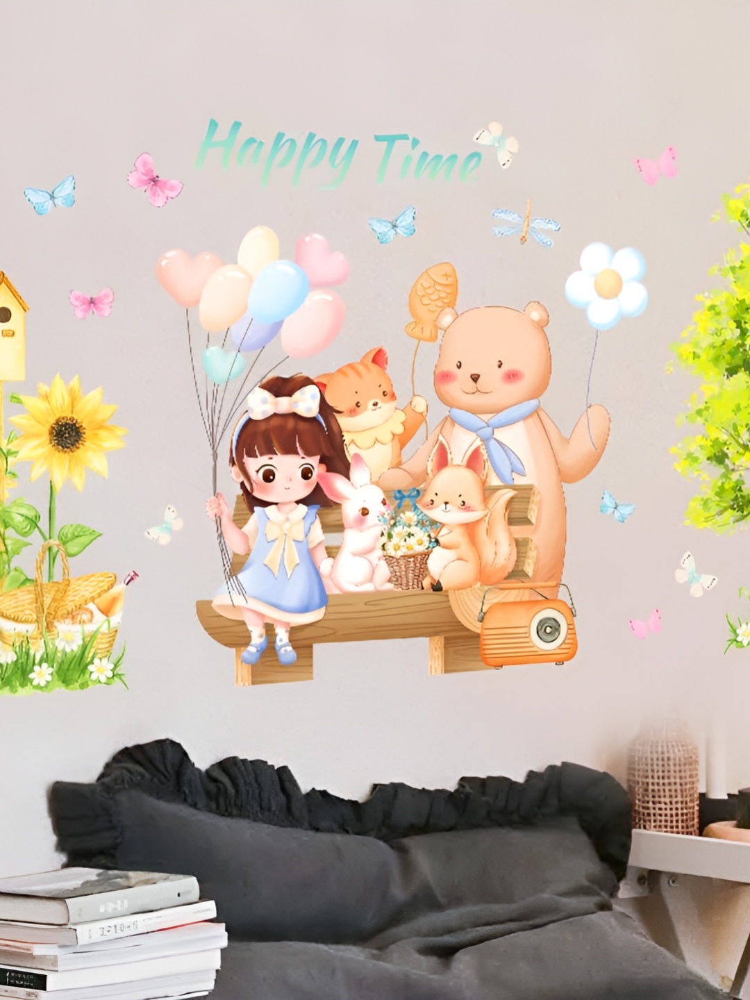 

Asian royal Blue & Green Printed Self-Adhesive Wall Sticker