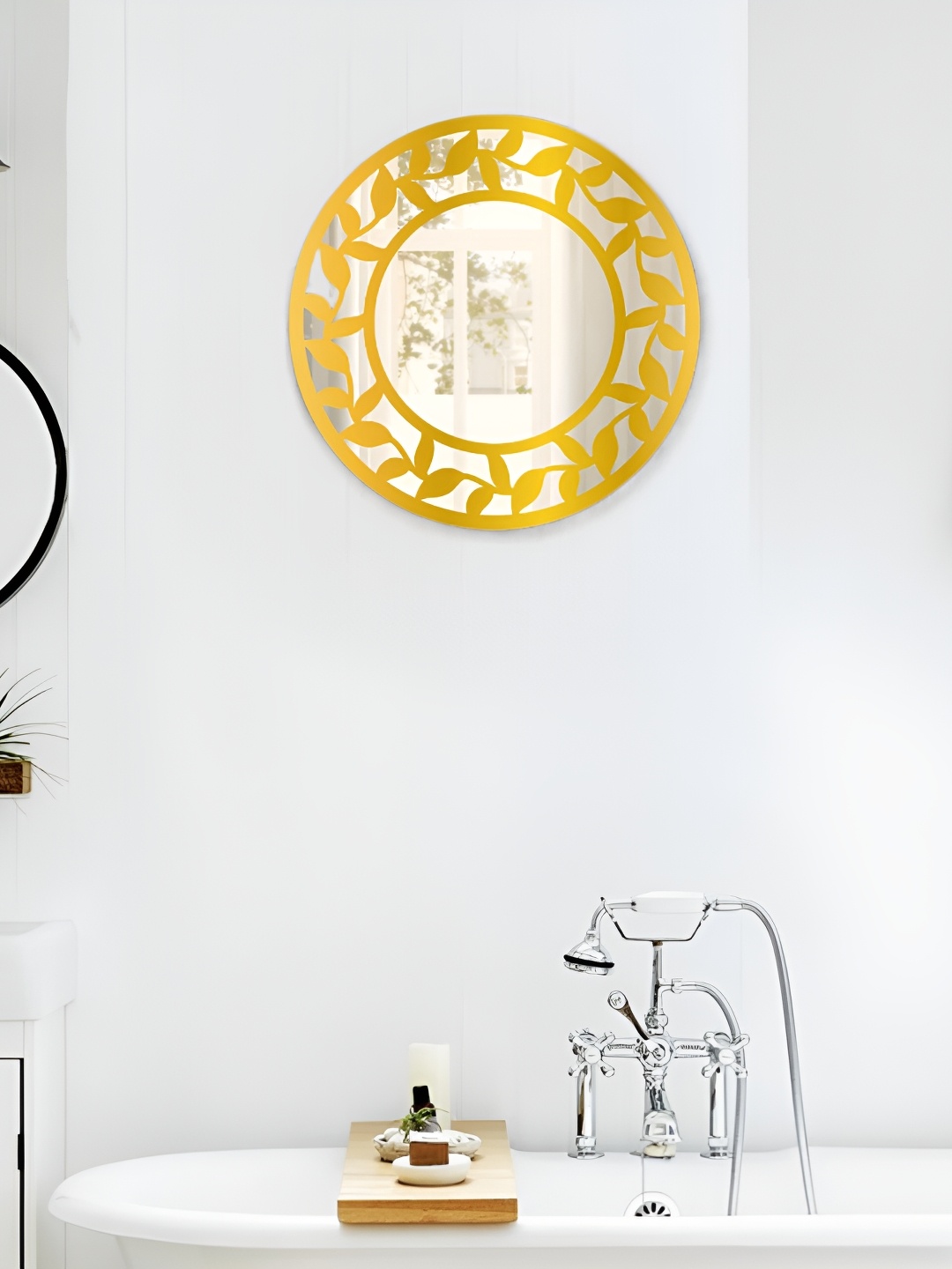 

Asian royal Yellow Round Glass Wall Mirror