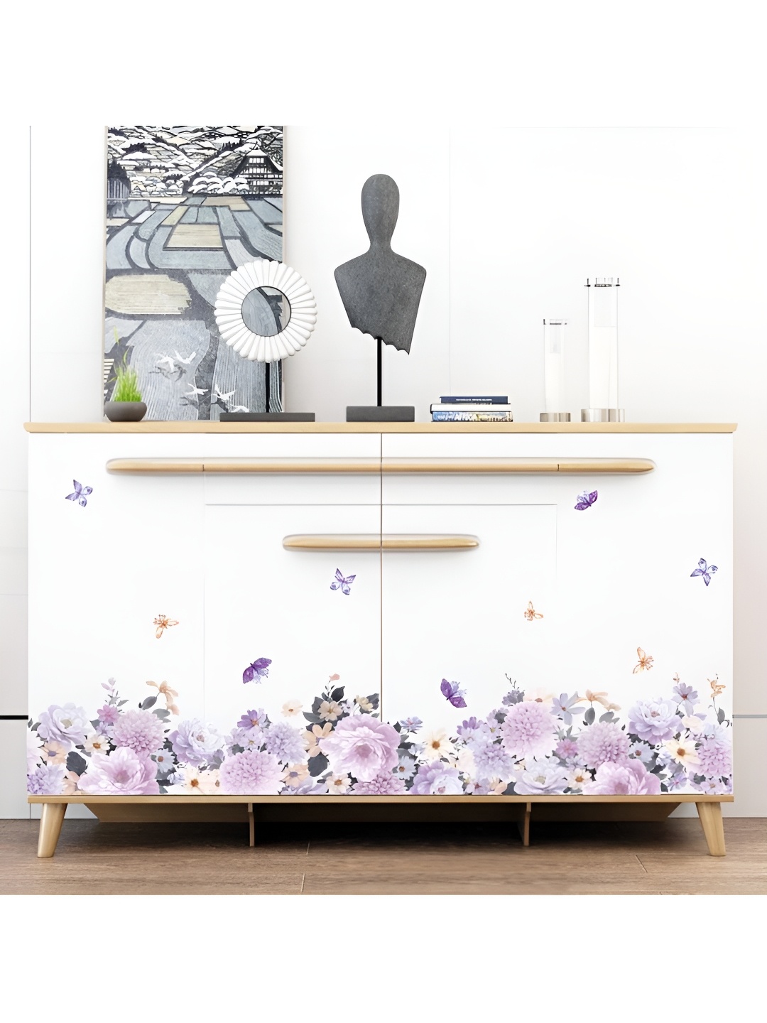 

Asian royal White & Purple Printed Self-Adhesive Wall Sicker