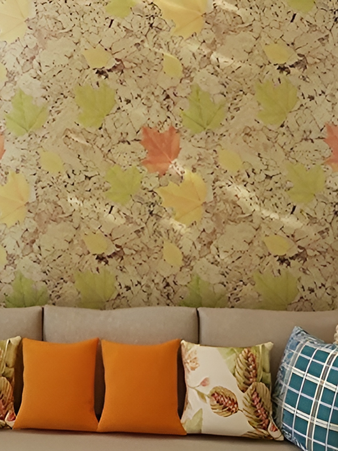 

Asian royal Beige & Green Printed Self Adhesive Wall Sticker
