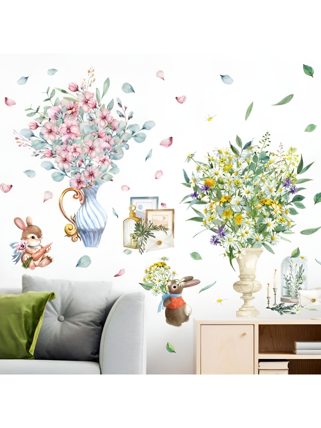 

Asian royal White & Green Printed Self Adhesive Wall Sticker