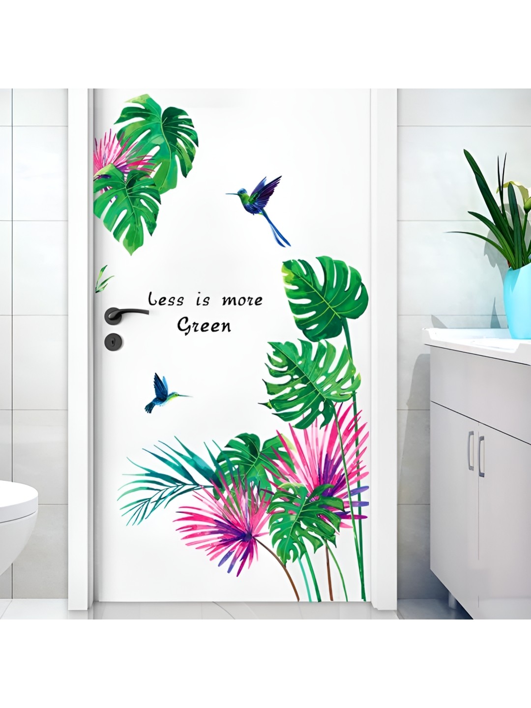 

Asian royal White & Green Self Adhesive Wall Sticker