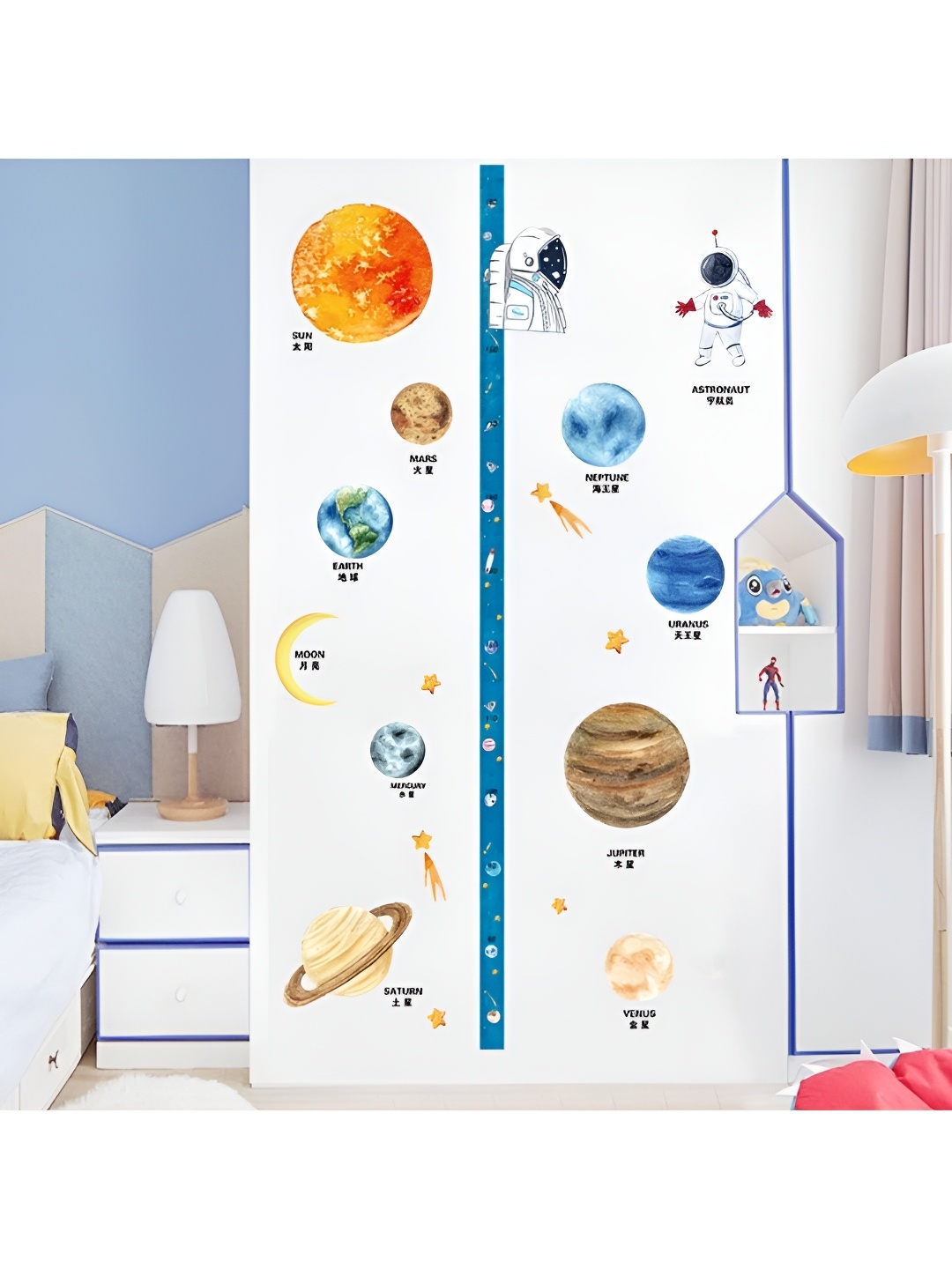 

Asian royal Blue & White Printed Self Adhesive Wall Sticker
