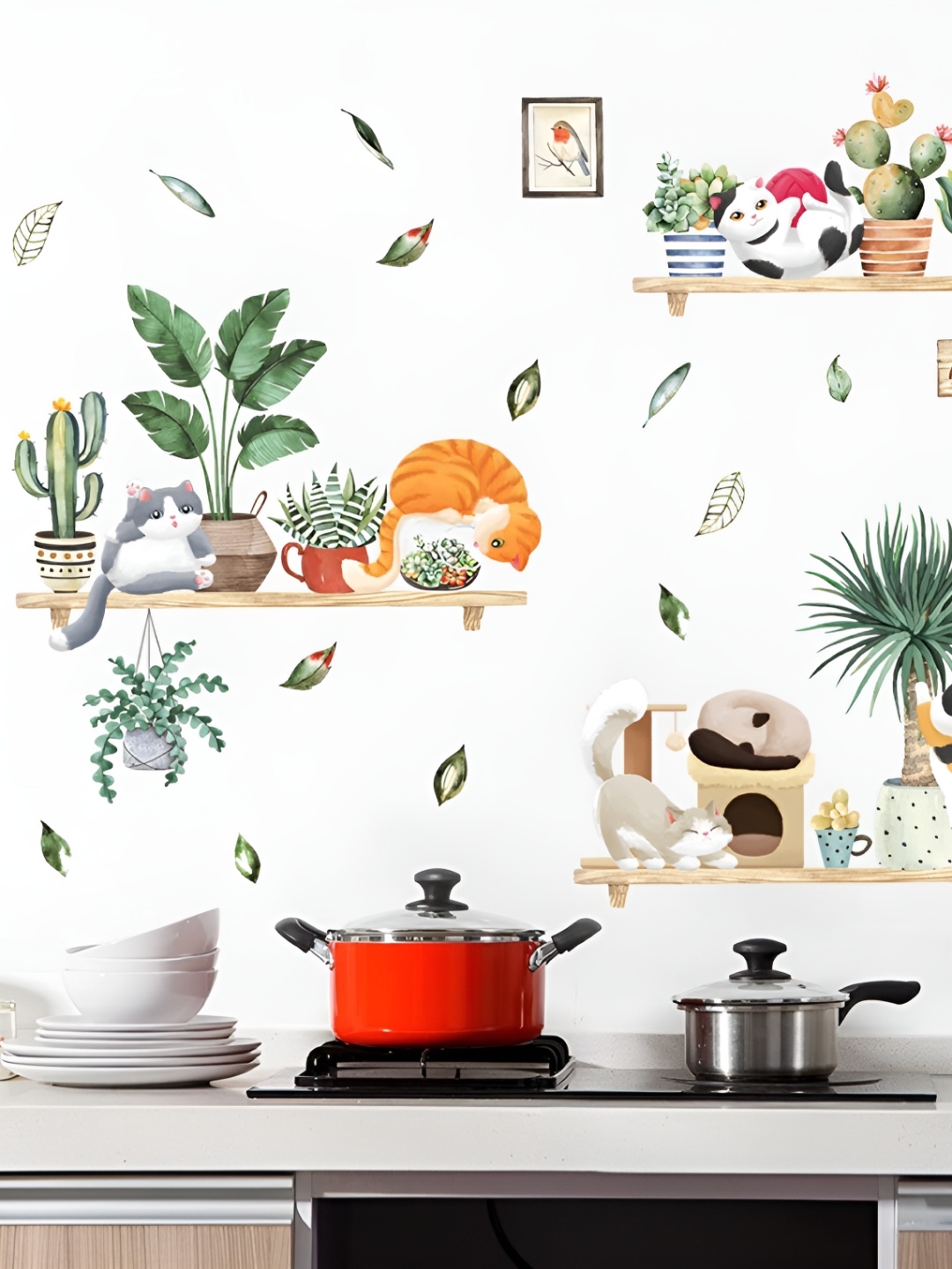 

Asian royal White & Green Printed Self Adhesive Wall Sticker
