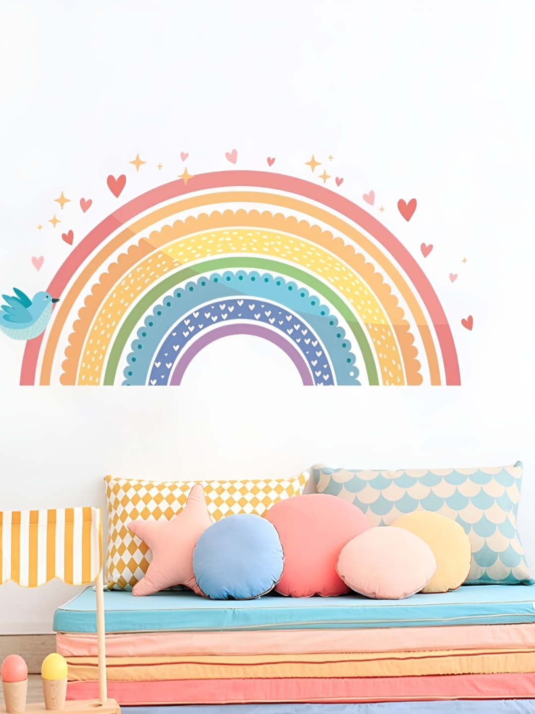 

Asian royal Yellow & Blue Rainbow Printed Self Adhesive 3D Decals & Stickers