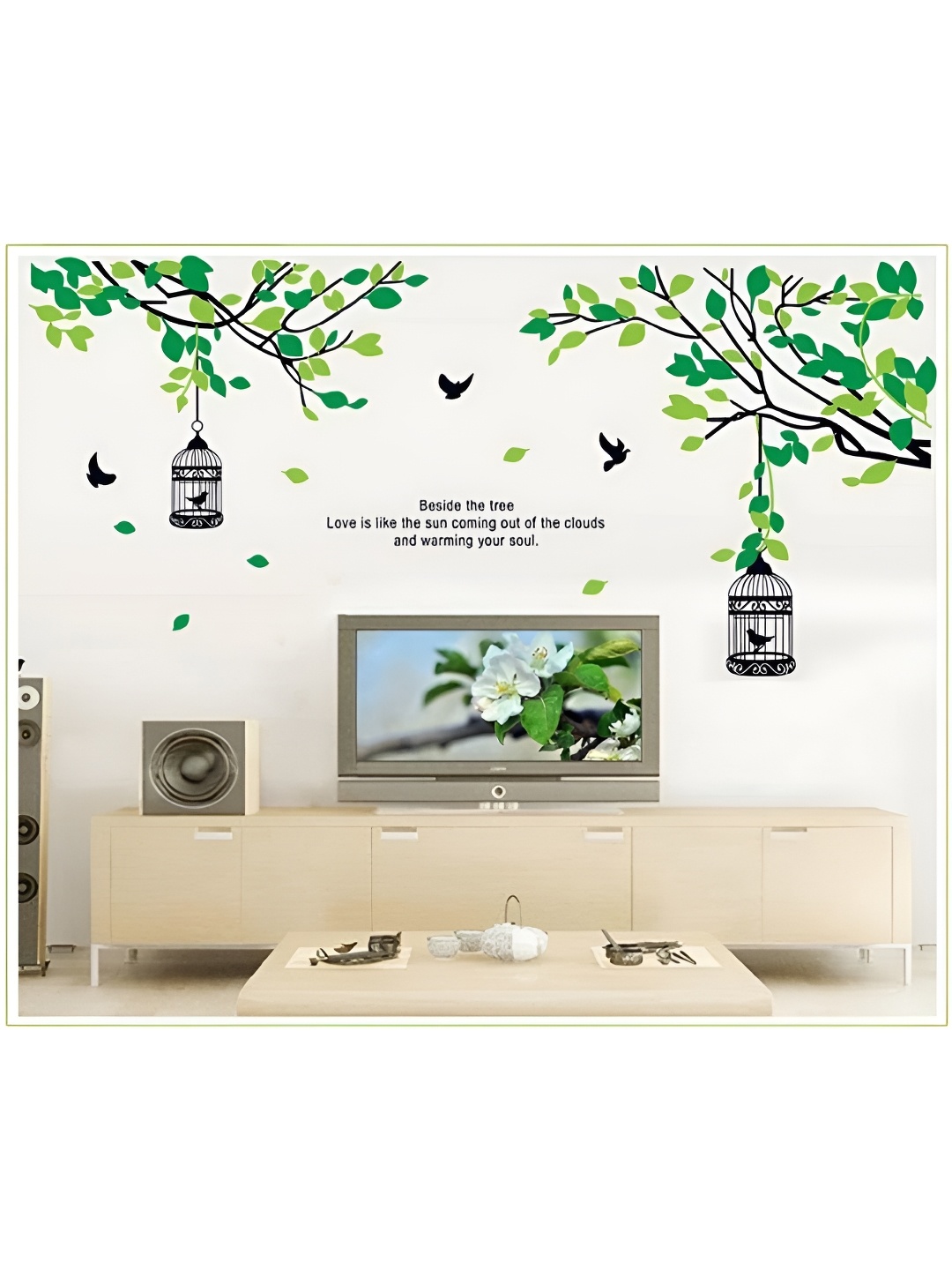 Asian royal Green & Black 3D Printed Self Adhesive Wall Sticker
