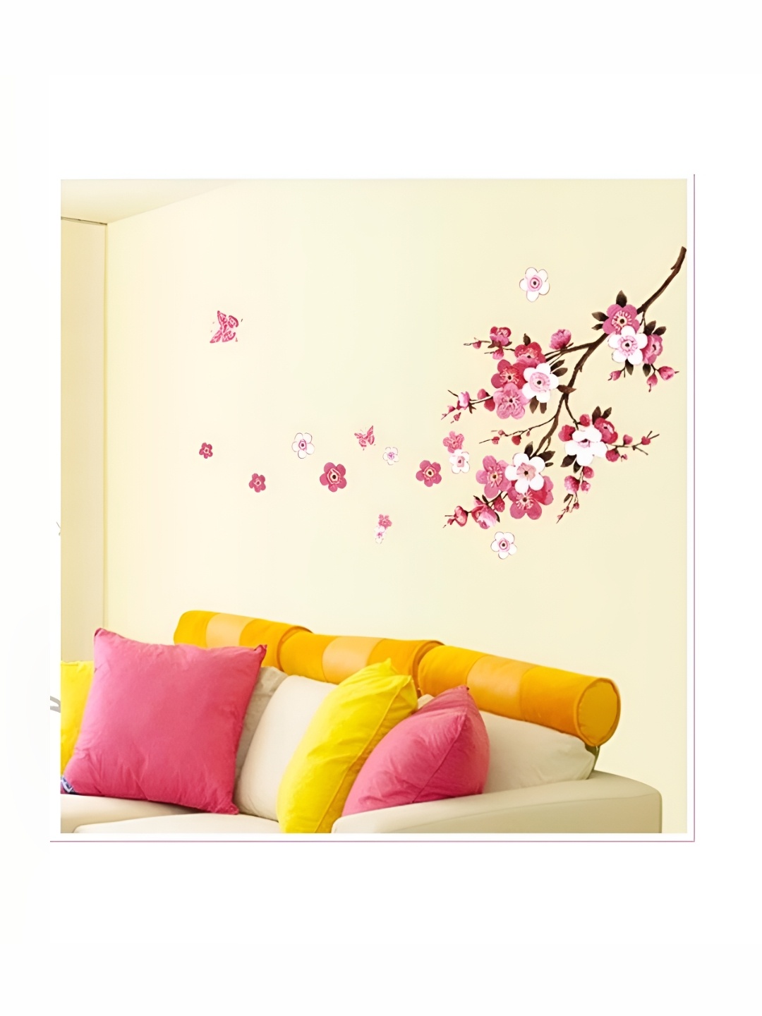 

Asian royal Pink & White Printed Self Adhesive Wall Sticker