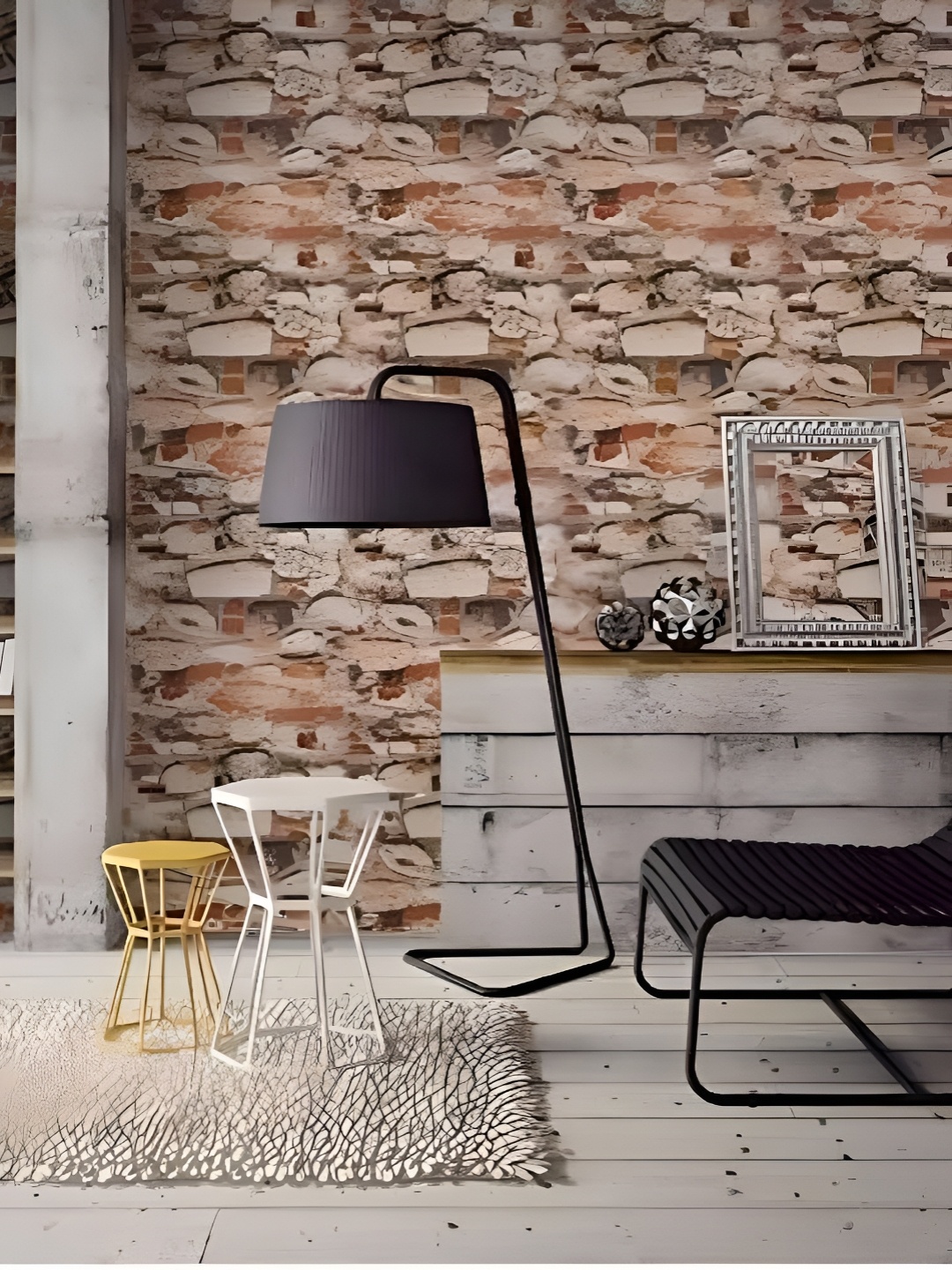 

Asian royal Brown & White 3D Printed Self Adhesive Wall Sticker