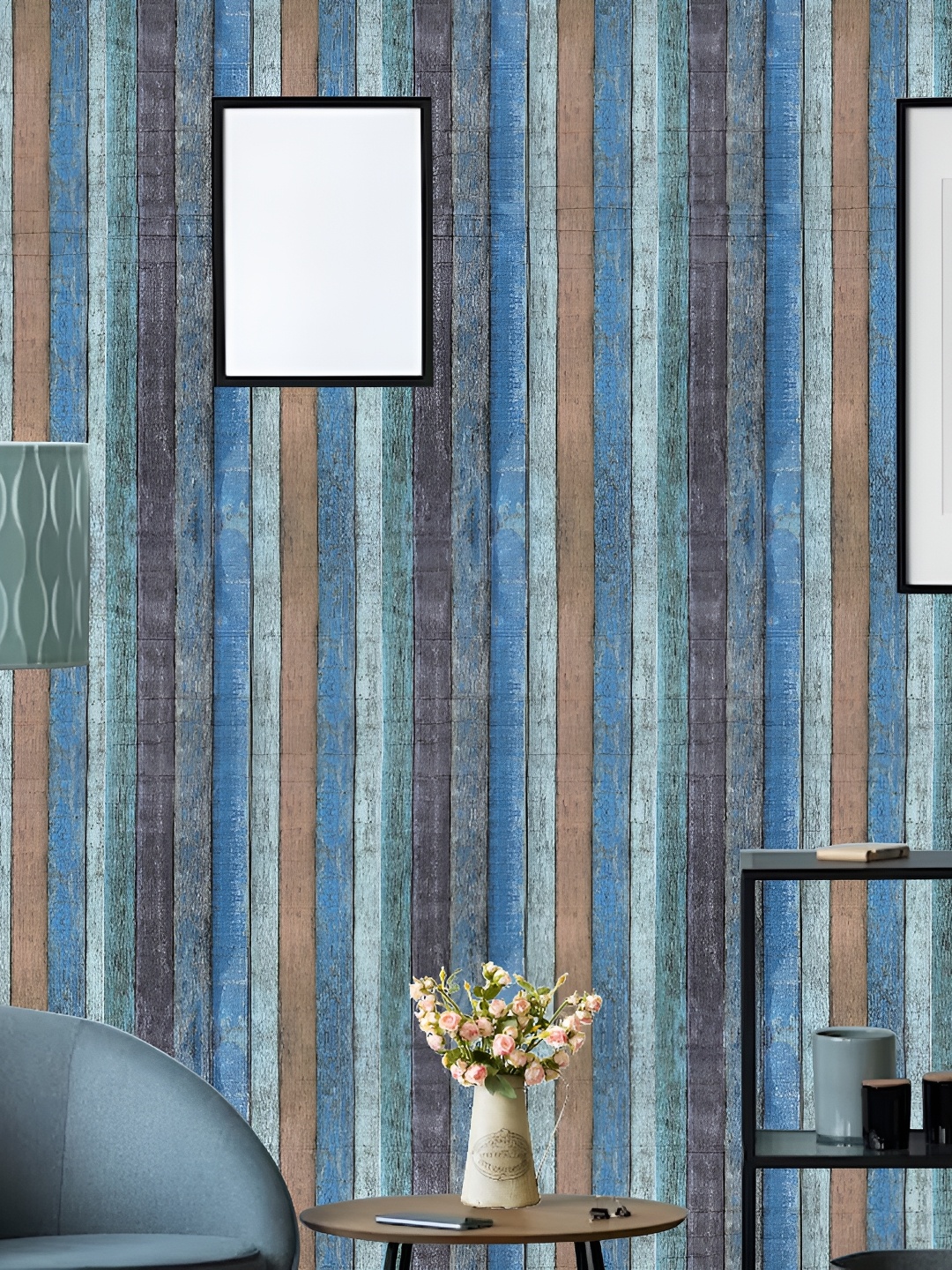 

Asian royal Blue & Beige Printed Self Adhesive Wall Sticker
