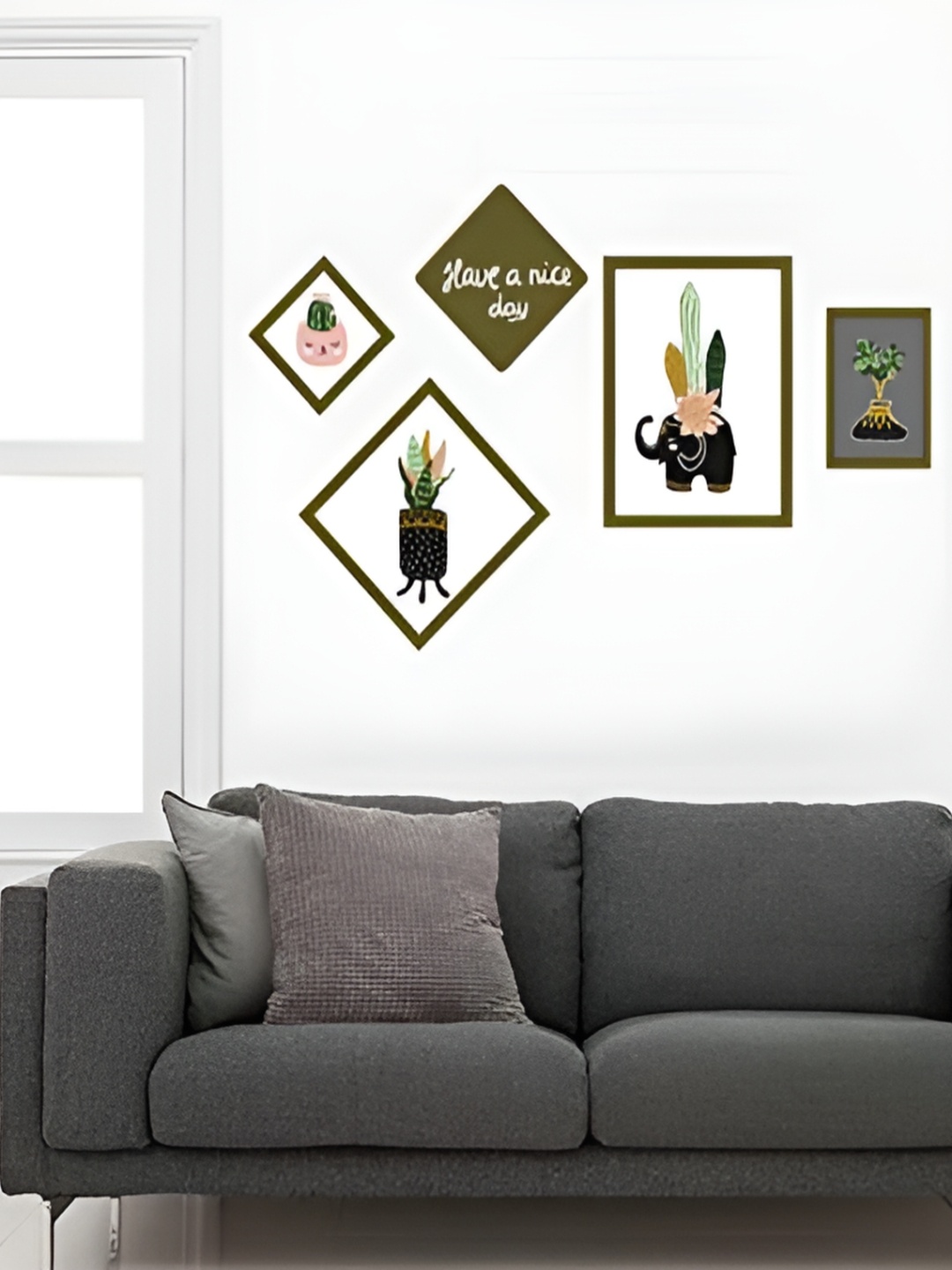 

Asian royal White & Olive Printed Self-Adhesive Wall Sticker