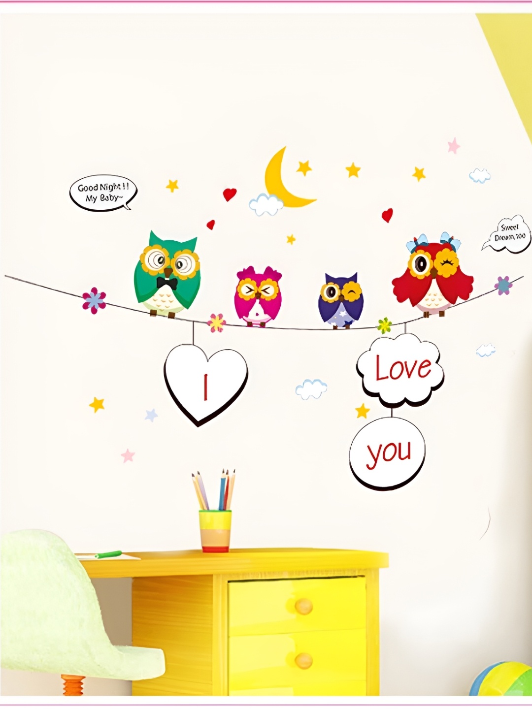 

Asian royal Green & Pink Printed Self Adhesive Wall Sticker