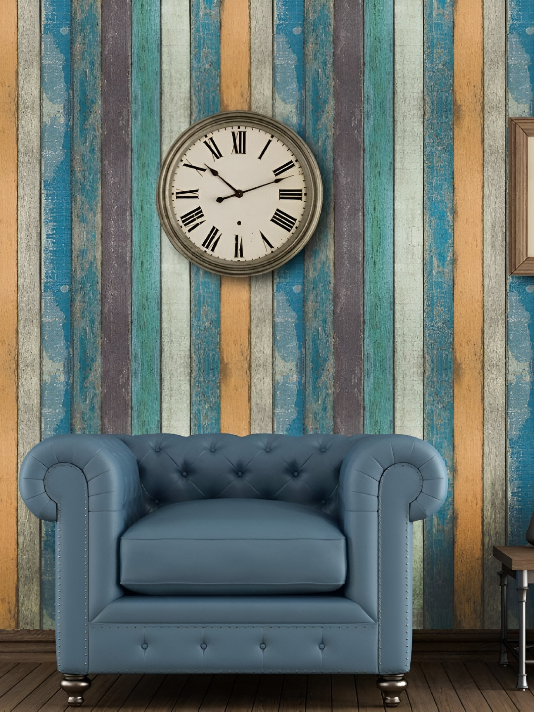

Asian royal Blue & Beige 3D Printed Self Adhesive Wall Sticker