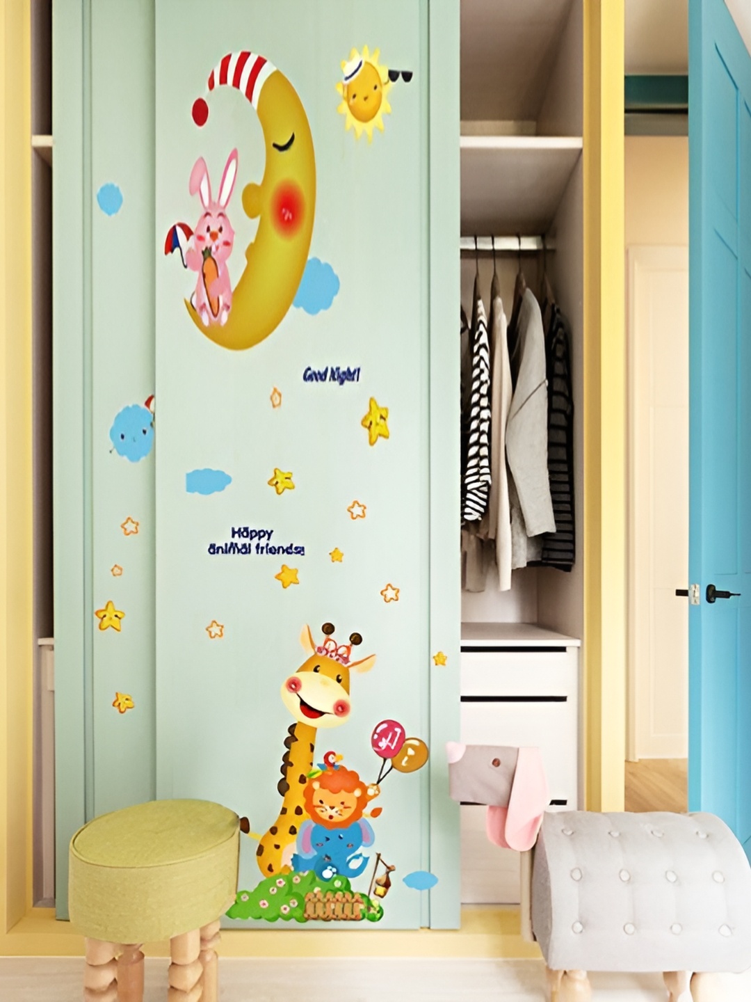 

Asian royal Green & Blue 3D Cartoon Printed Self Adhesive Wall Sticker