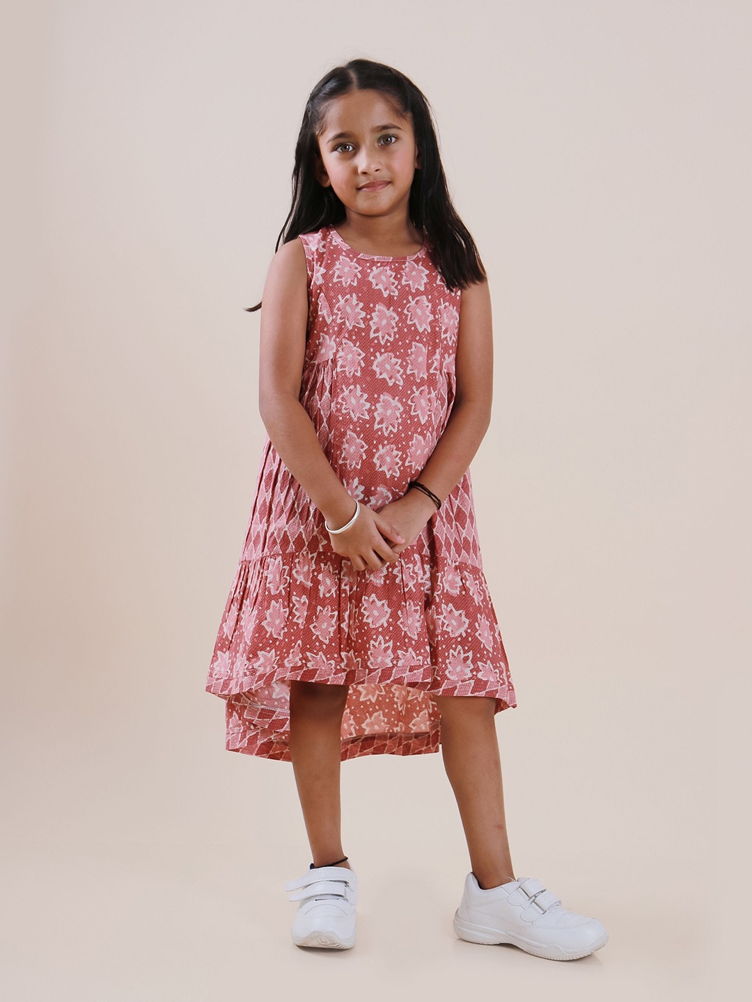 

Sangria Girls Printed Pure Cotton A-Line Dress, Pink