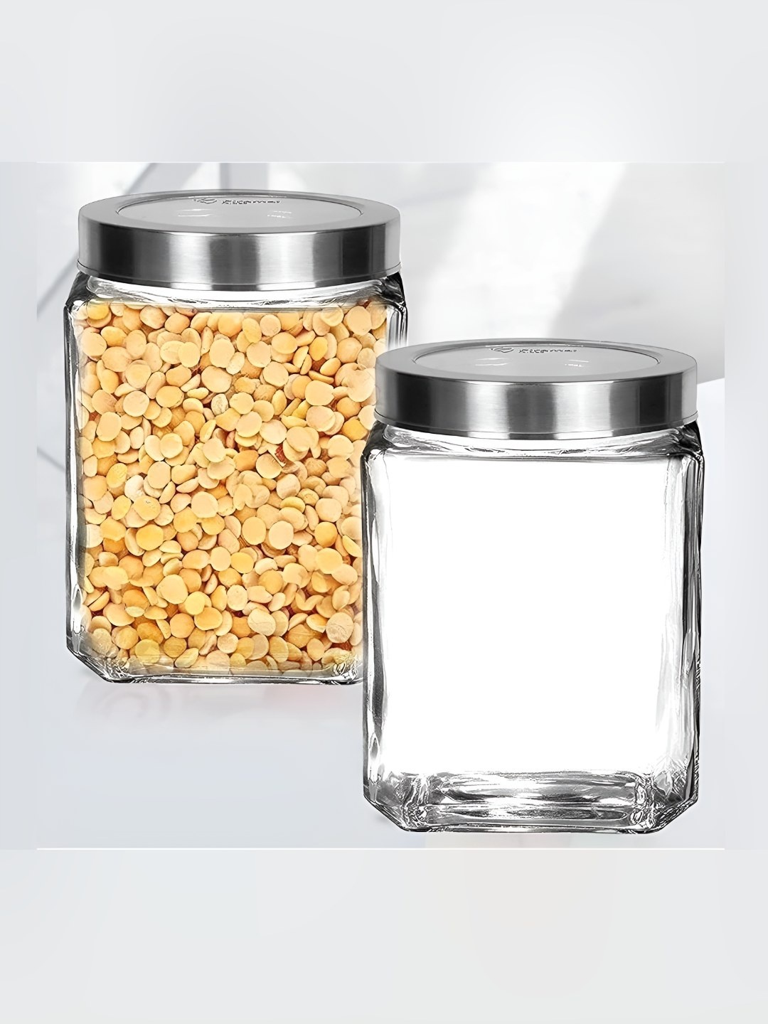 

tyche enterprises Transparent 2 Pieces Glass Container-1L