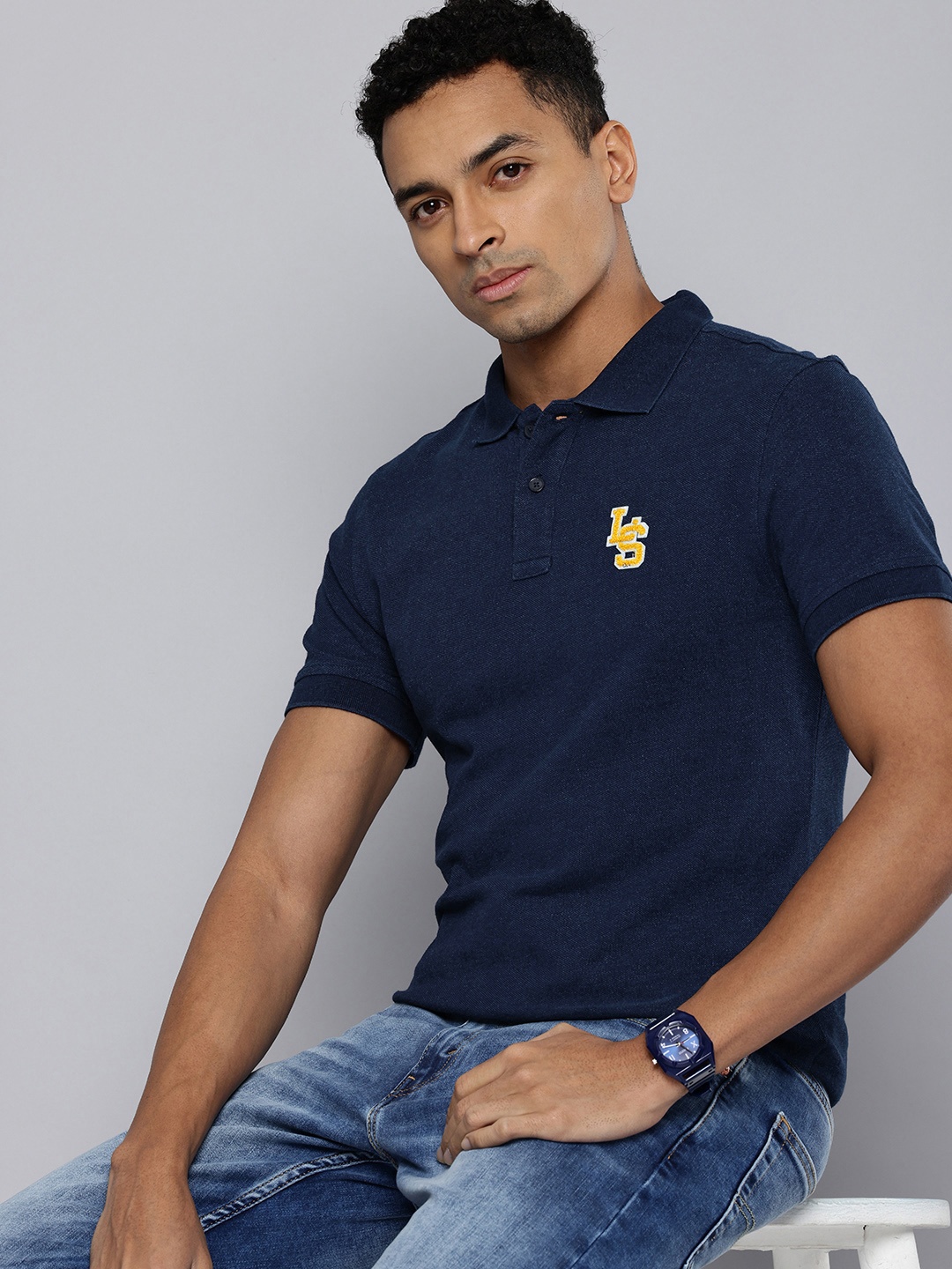 

Levis Polo Collar Pure Cotton Slim Fit T-shirt, Navy blue