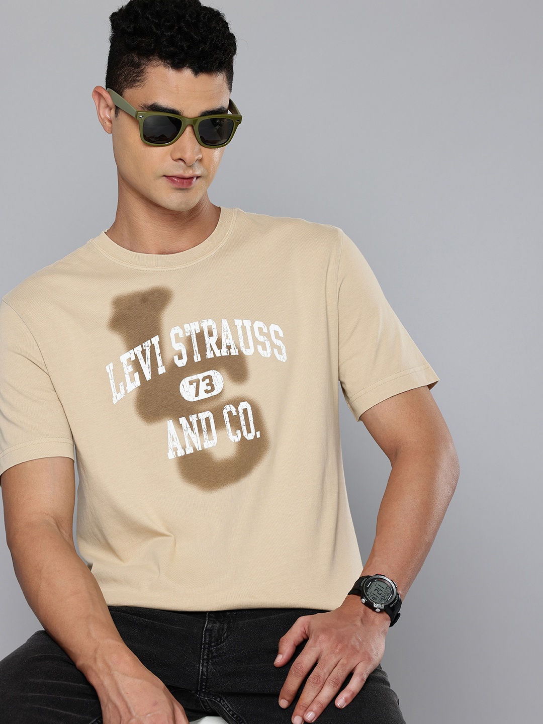 

Levis Brand Logo Printed Pure Cotton T-shirt, Beige