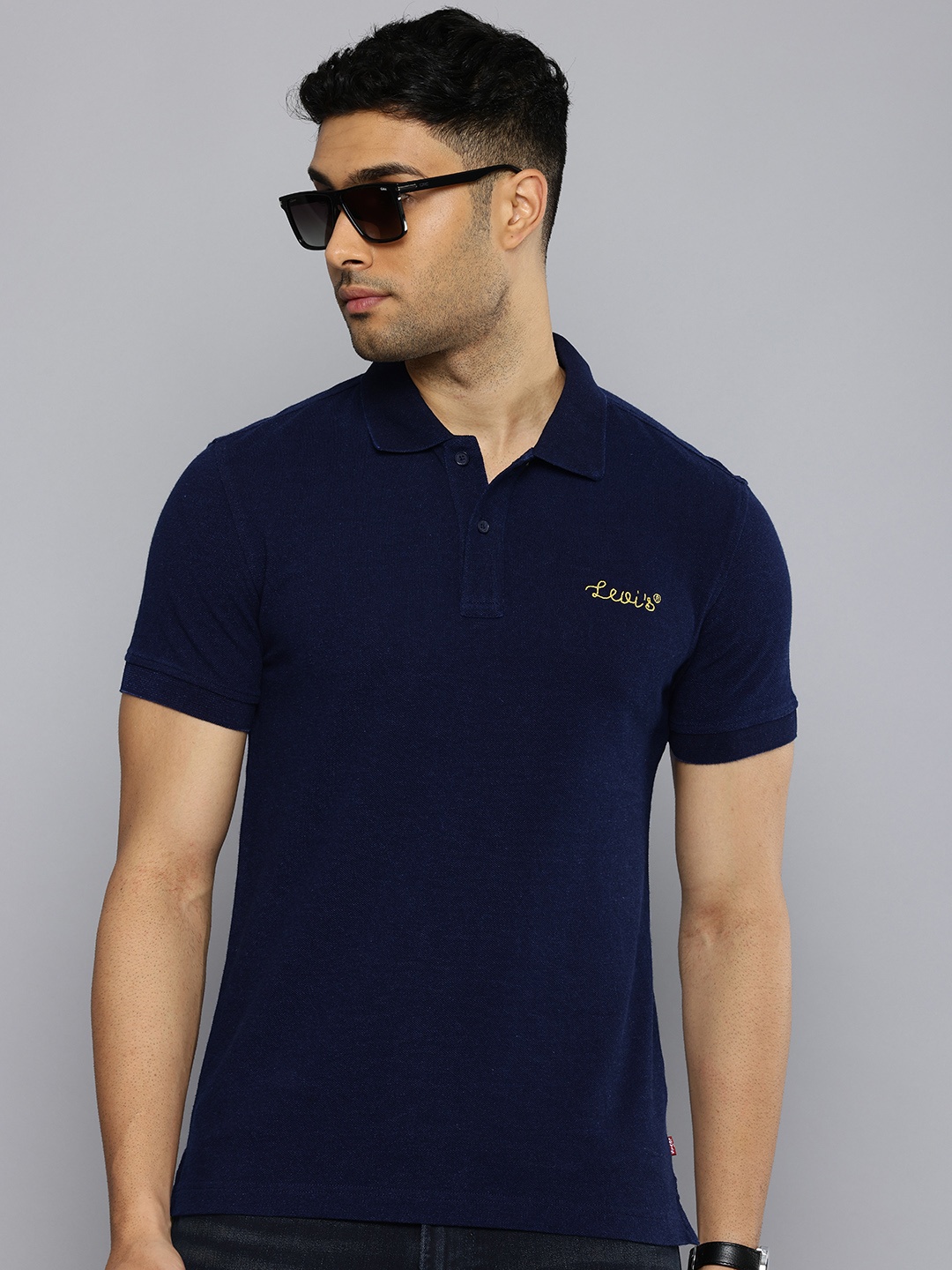 

Levis Polo Collar Pure Cotton Slim Fit T-shirt, Navy blue