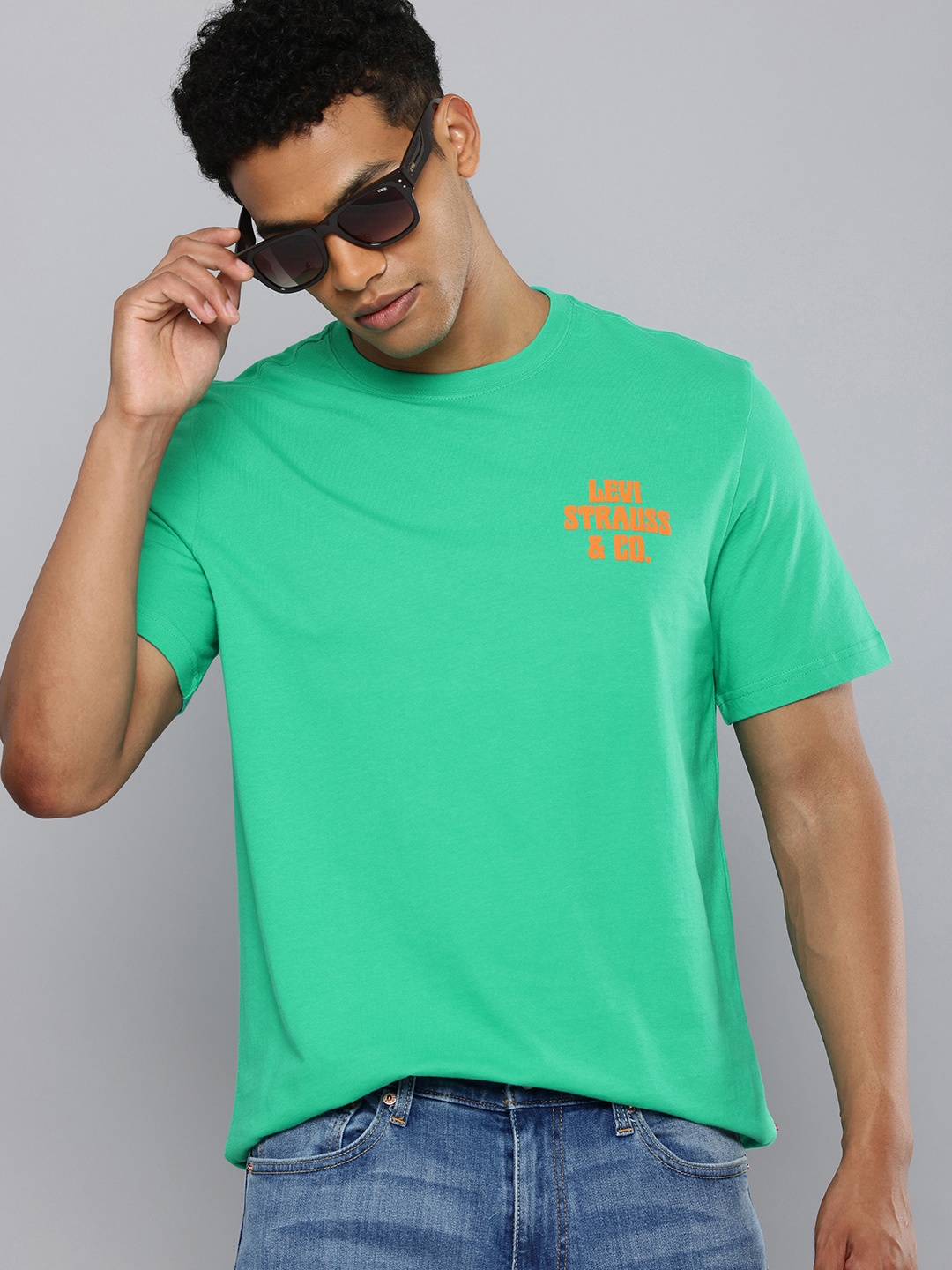 

Levis Brand Logo Printed Pure Cotton T-shirt, Green