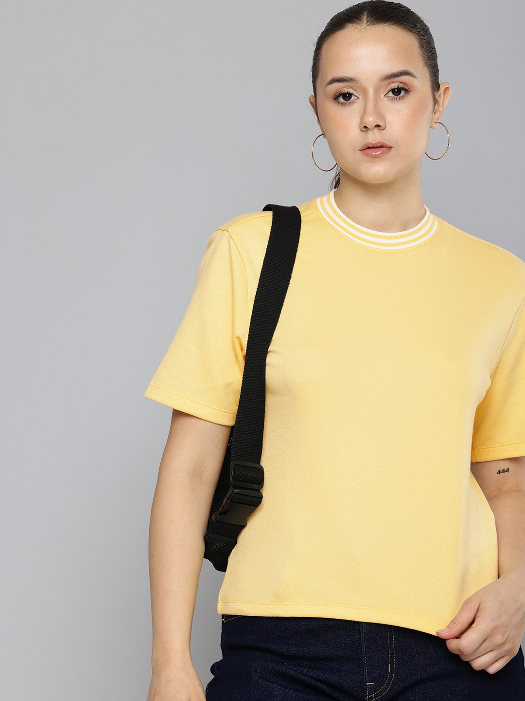 

Levis High Neck Drop-Shoulder Sleeves Relaxed Fit T-shirt, Yellow