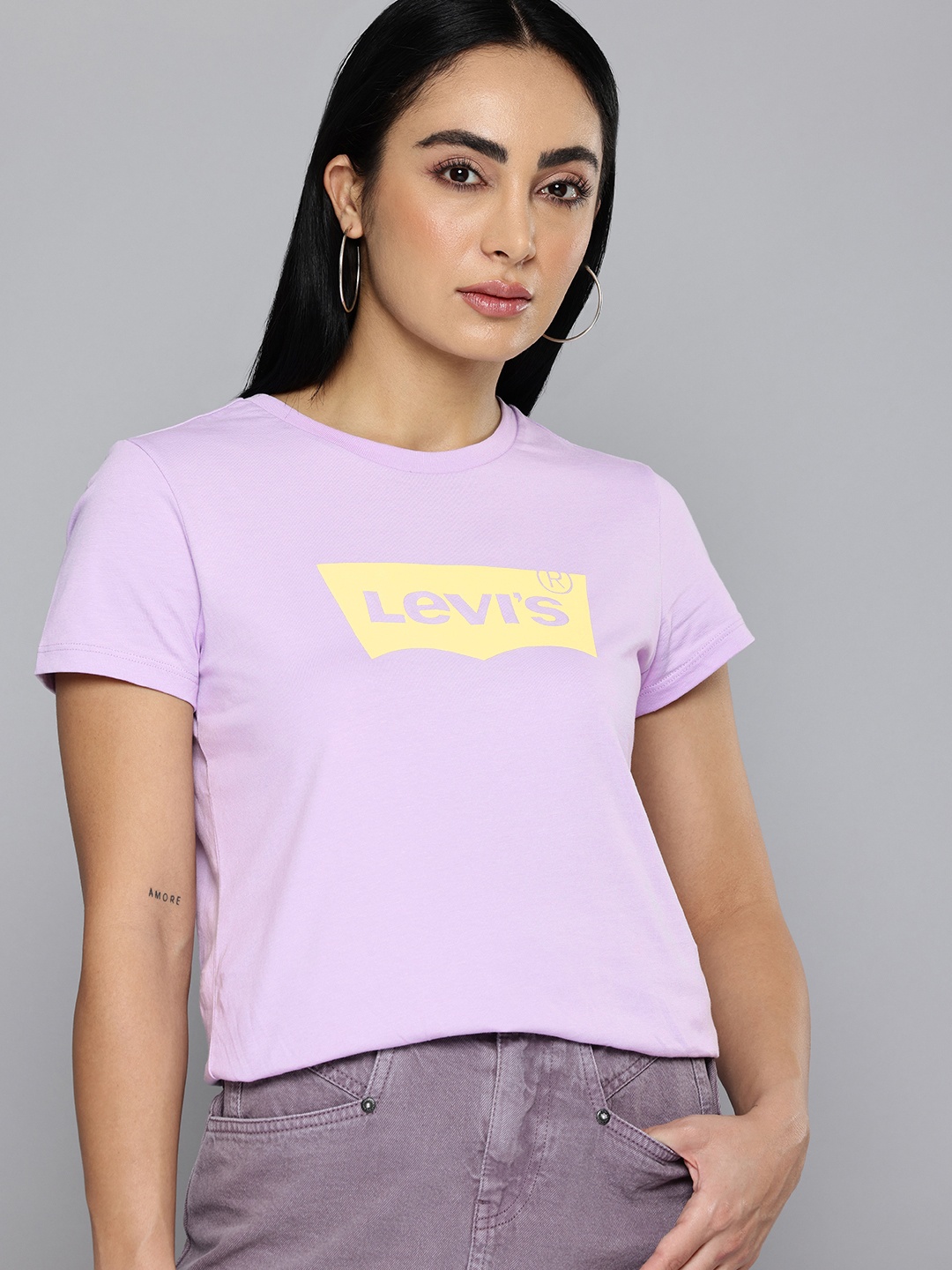 

Levis Brand Logo Printed Pure Cotton T-shirt, Lavender