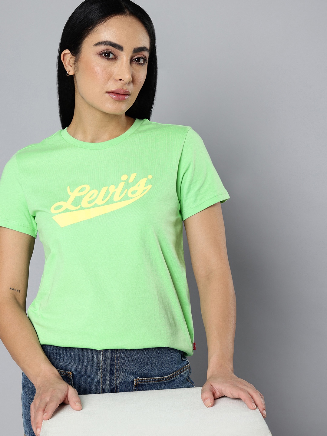 

Levis Brand Logo Printed Pure Cotton T-shirt, Green