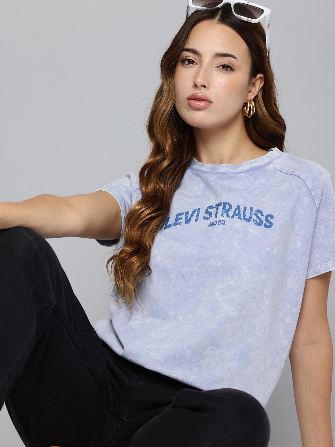 

Levis Dyed Raglan Sleeves Pure Cotton T-shirt, Blue