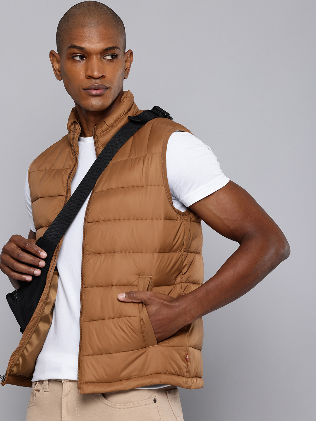 

Levis Stand Collar Padded Jacket, Brown