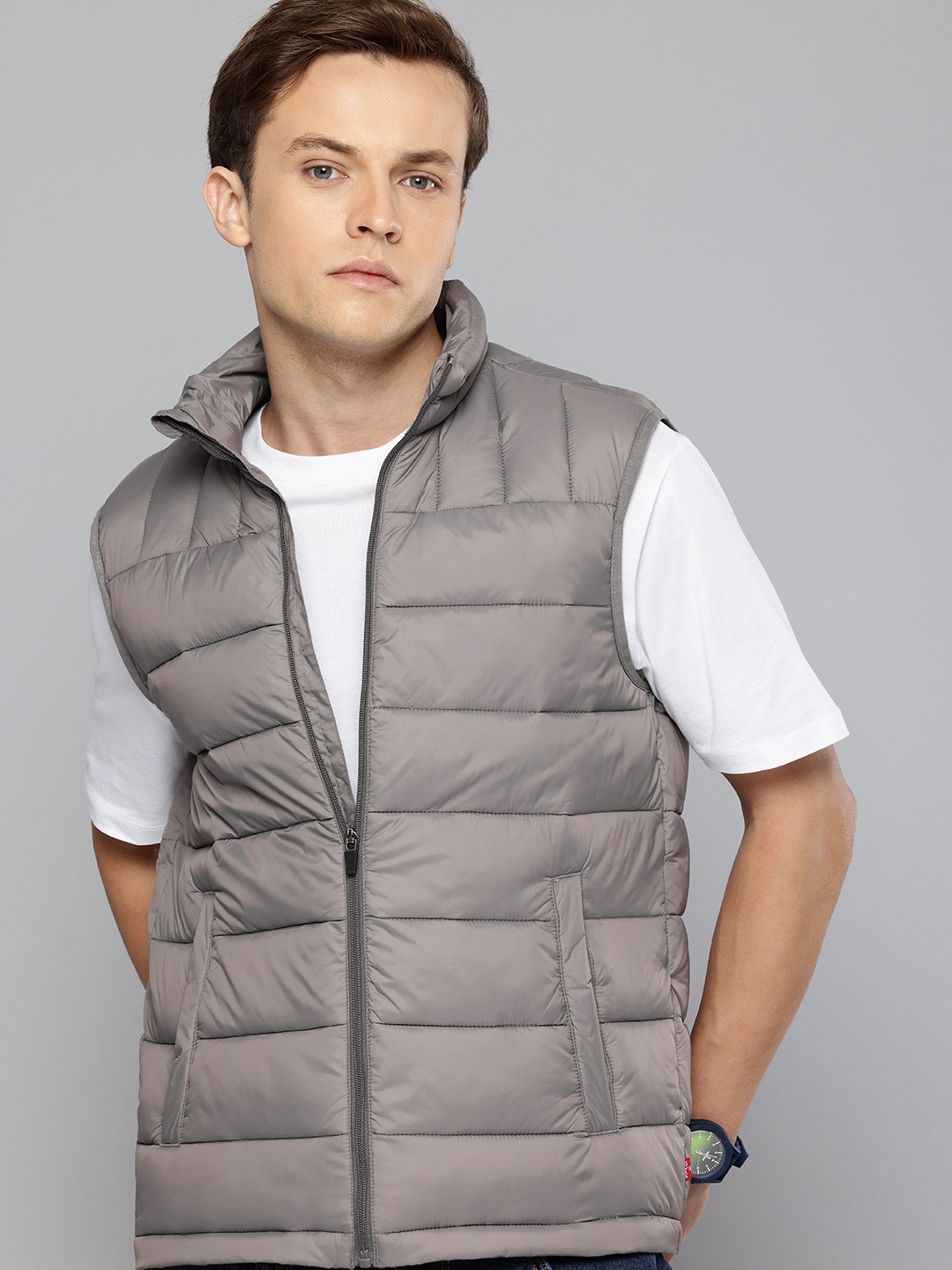 

Levis Mock Collar Padded Jacket, Grey