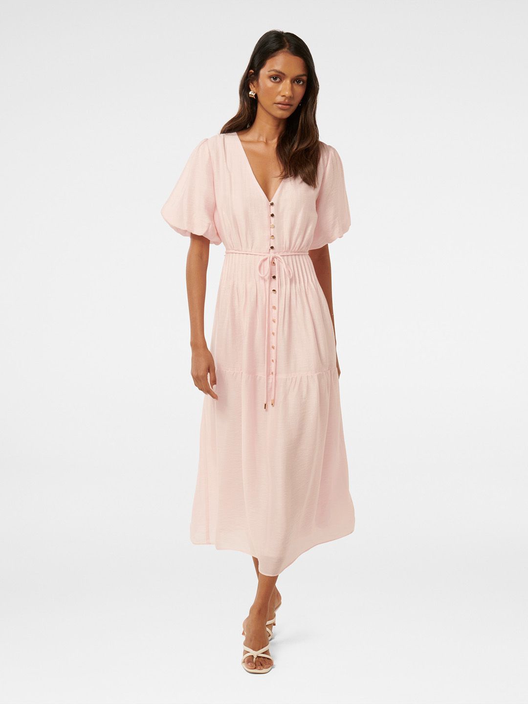

Forever New Women Flared Sleeve A-Line Midi Dress, Pink