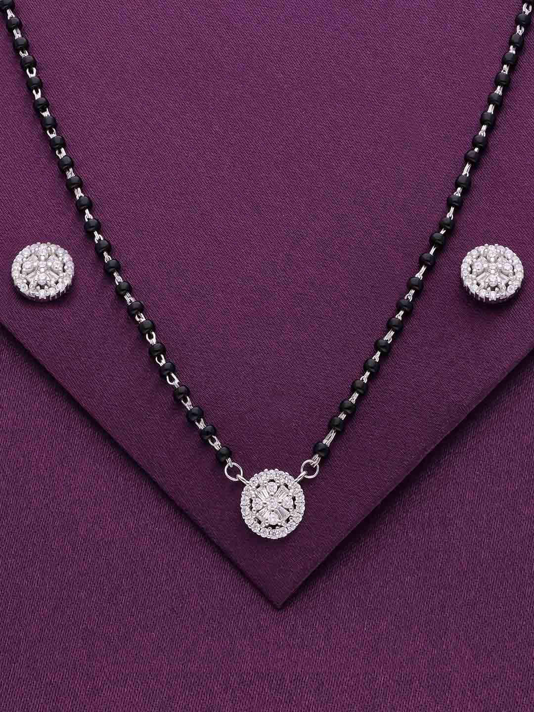 

KAI JEWEL Silver Plated Artificial Stones and Beads 92.5 Sterling Silver Mangalsutra