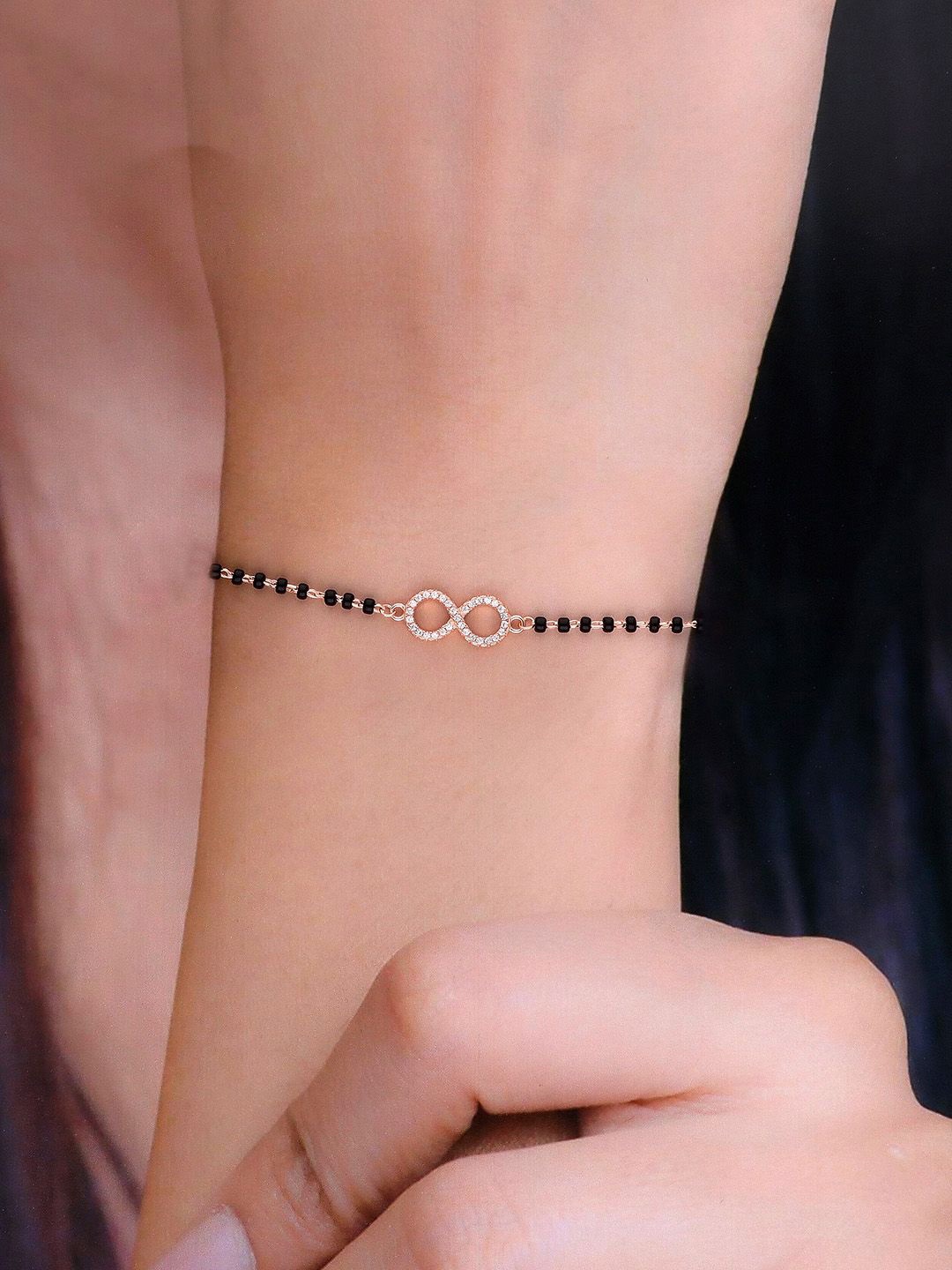 

KAI JEWEL Rose Gold-Plated CZ-Studded Hand Mangalsutra