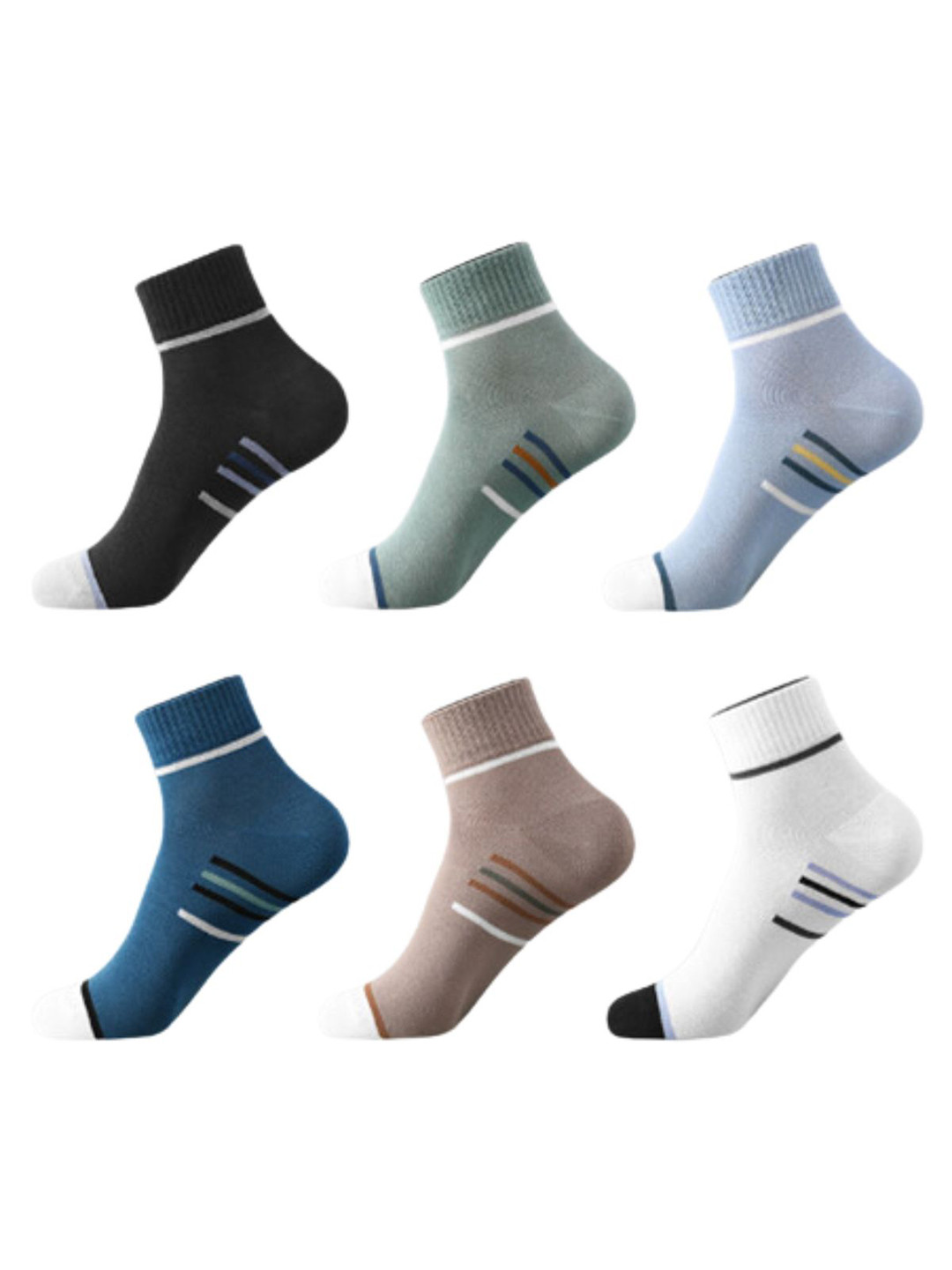 

YOUSTYLO Pack Of 6 Ankle-Length Socks, Blue