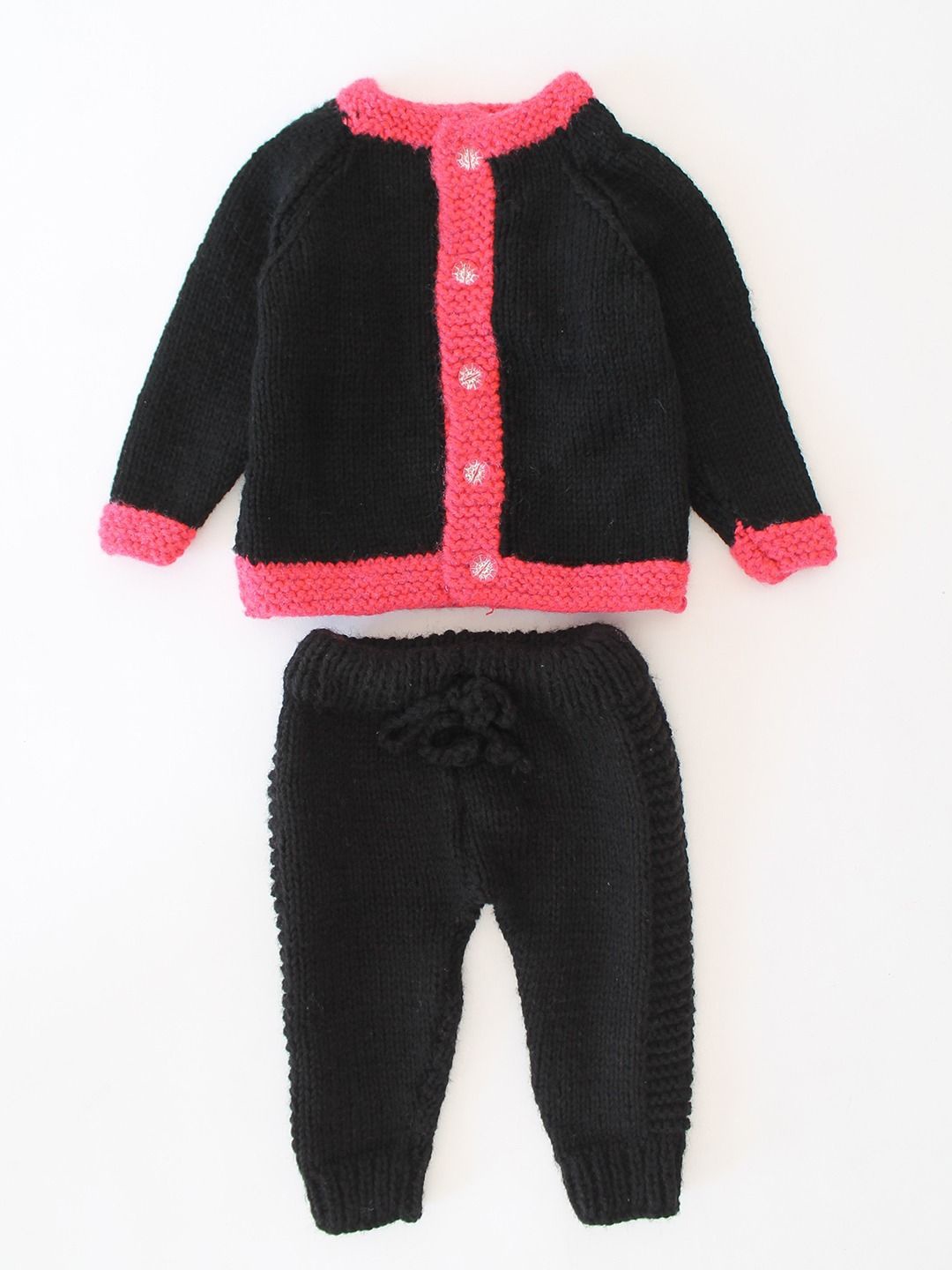 

Woonie Kids Self Design Round Neck Pure Cotton Sweatshirt & Trousers, Black