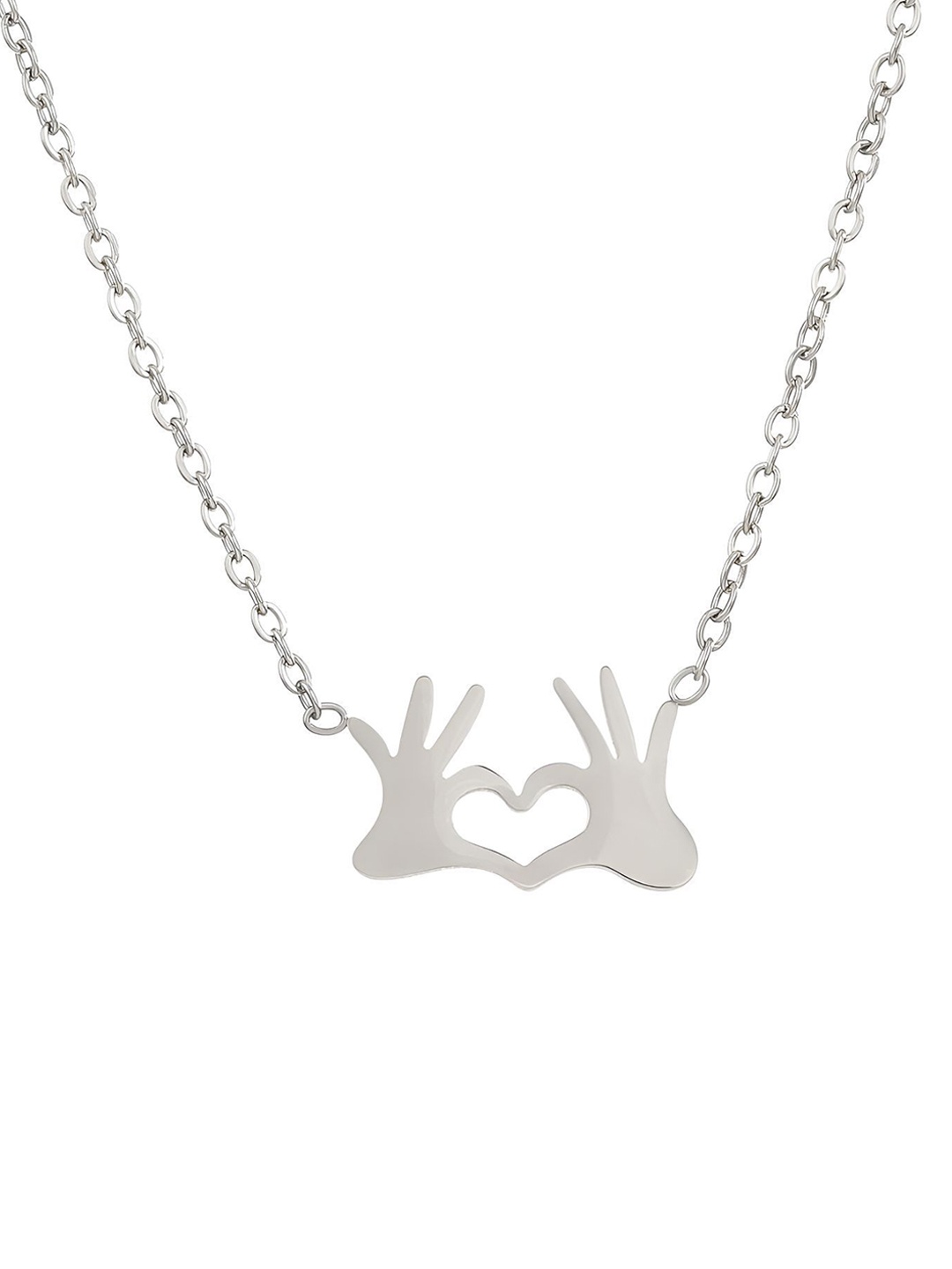 

Goho Heart Hand Gesture Necklace, Silver