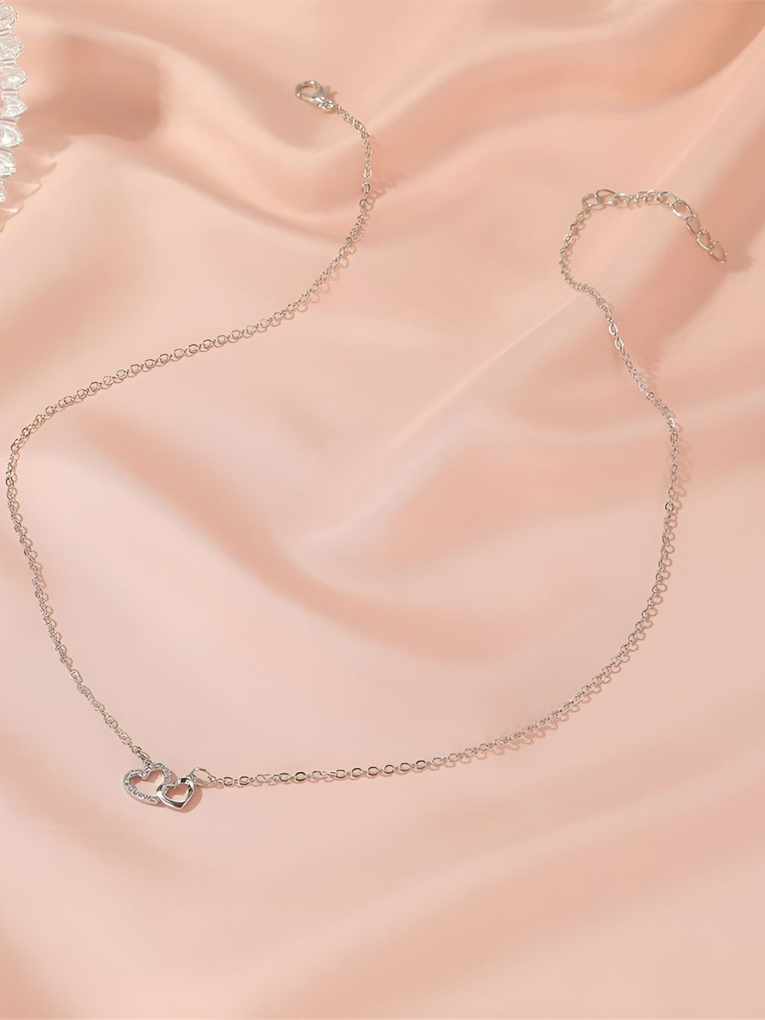 

Goho Stone Studded Heart Shaped Necklace, Silver
