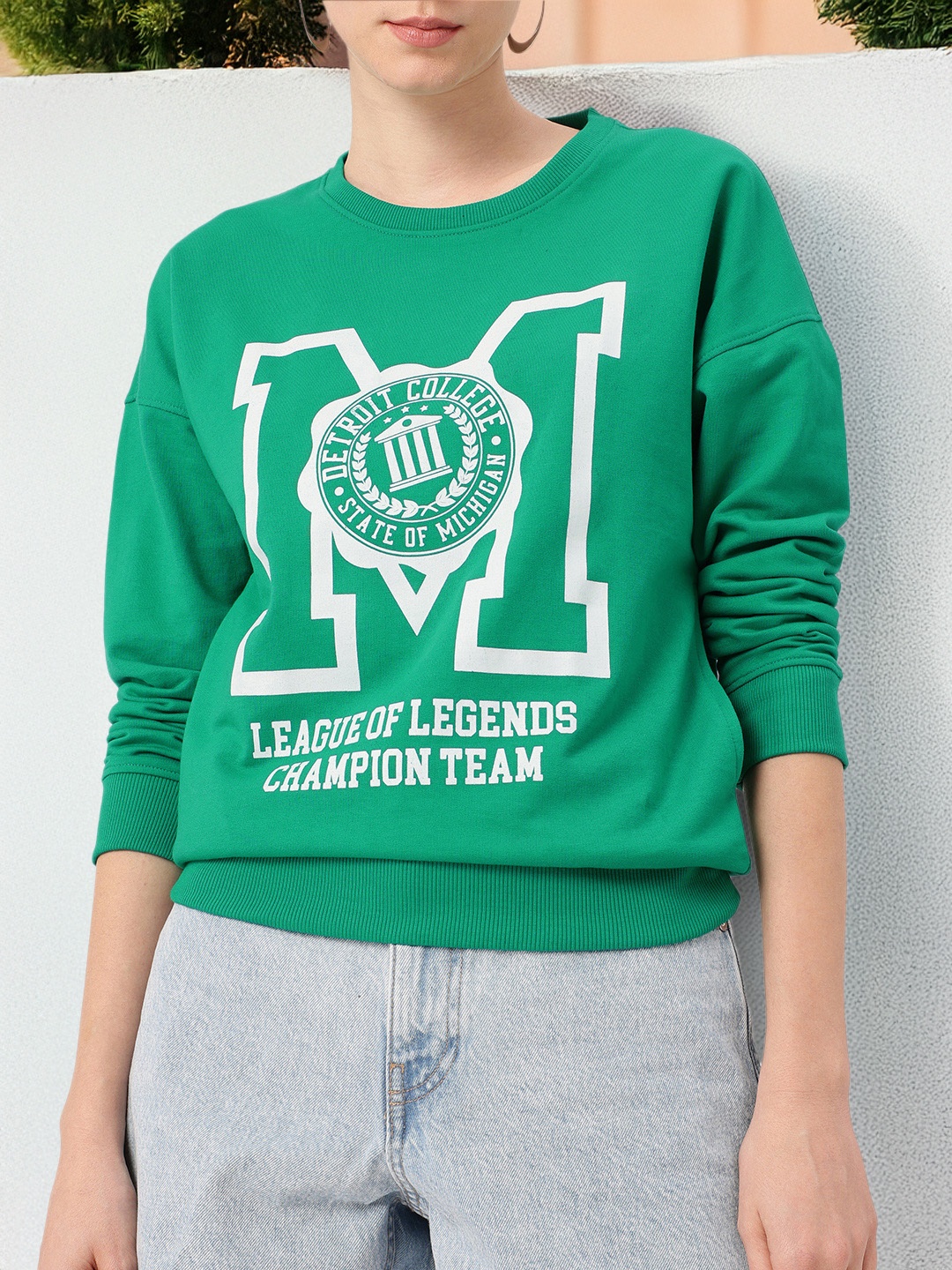 

DressBerry Champ Team Printed Relaxed Fit Cotton Terry Sweatshirt, Green