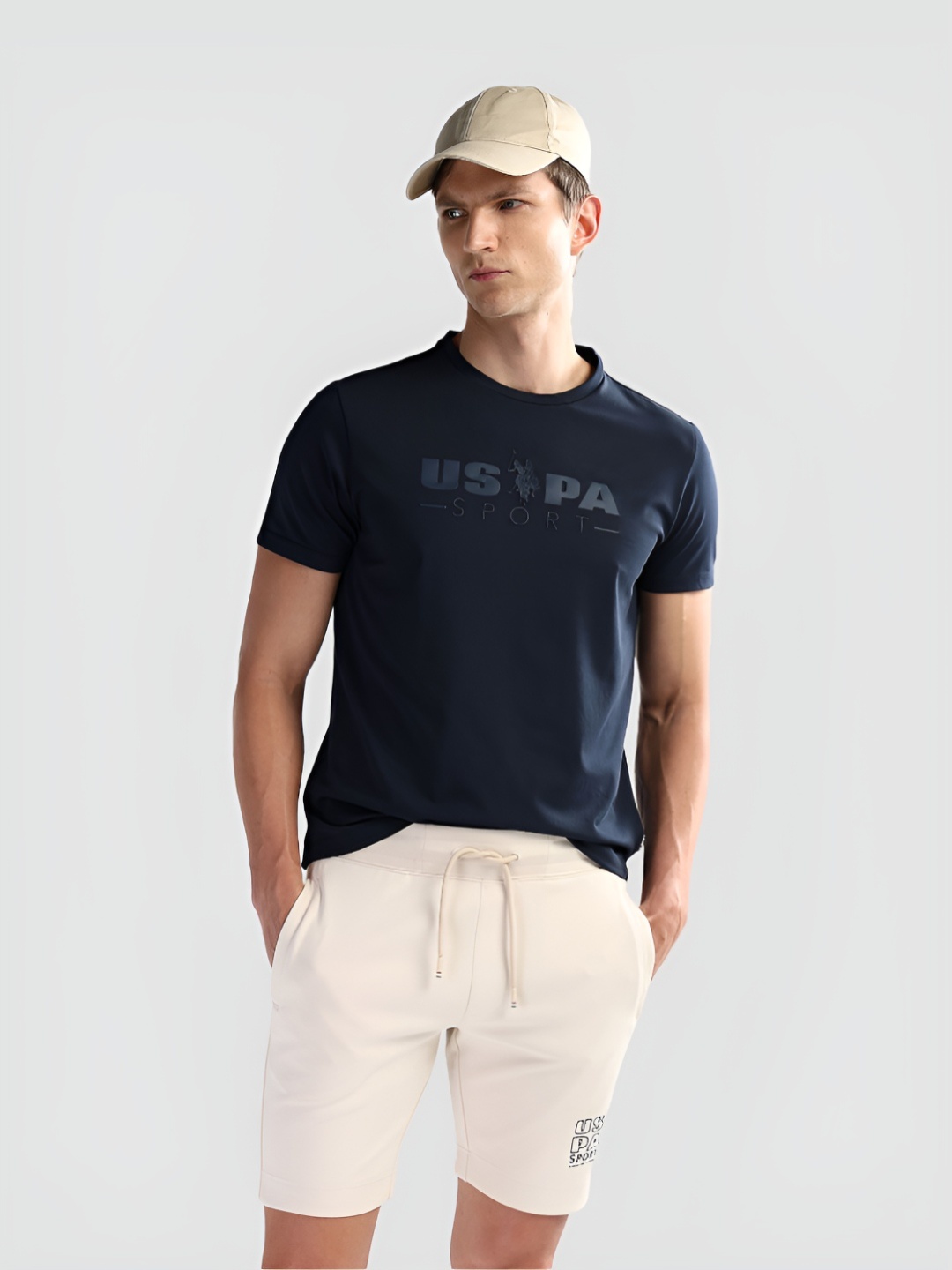 

U.S. Polo Assn. Men Brand Logo Printed Round Neck Slim Fit T-shirt, Navy blue