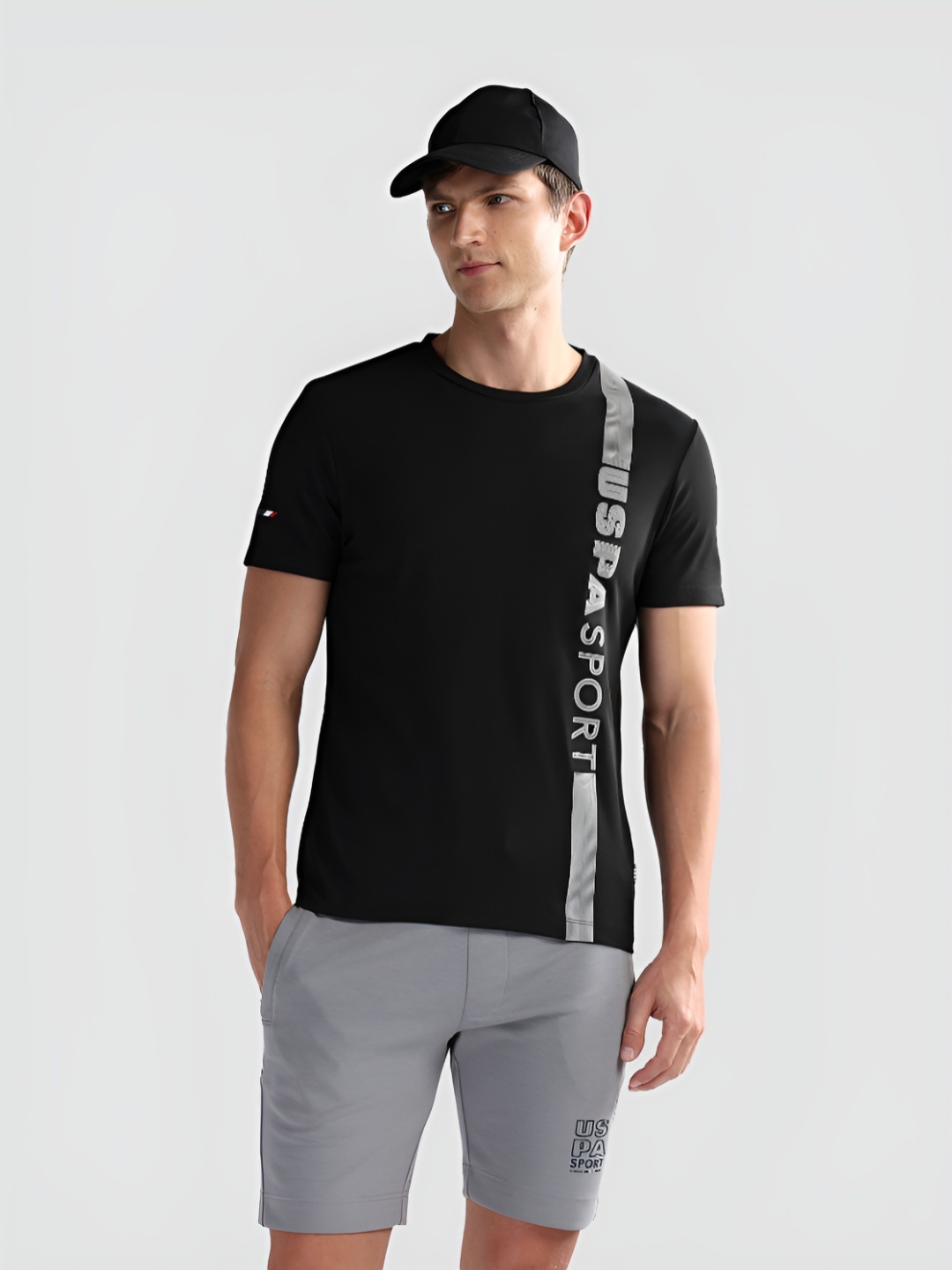 

U.S. Polo Assn. Men Typography Printed Round Neck Slim Fit T-shirt, Black