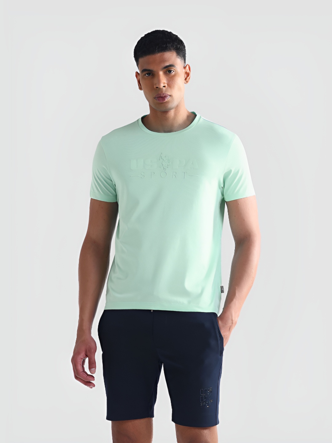 

U.S. Polo Assn. Men Brand Logo Printed Round Neck Slim Fit T-shirt, Blue
