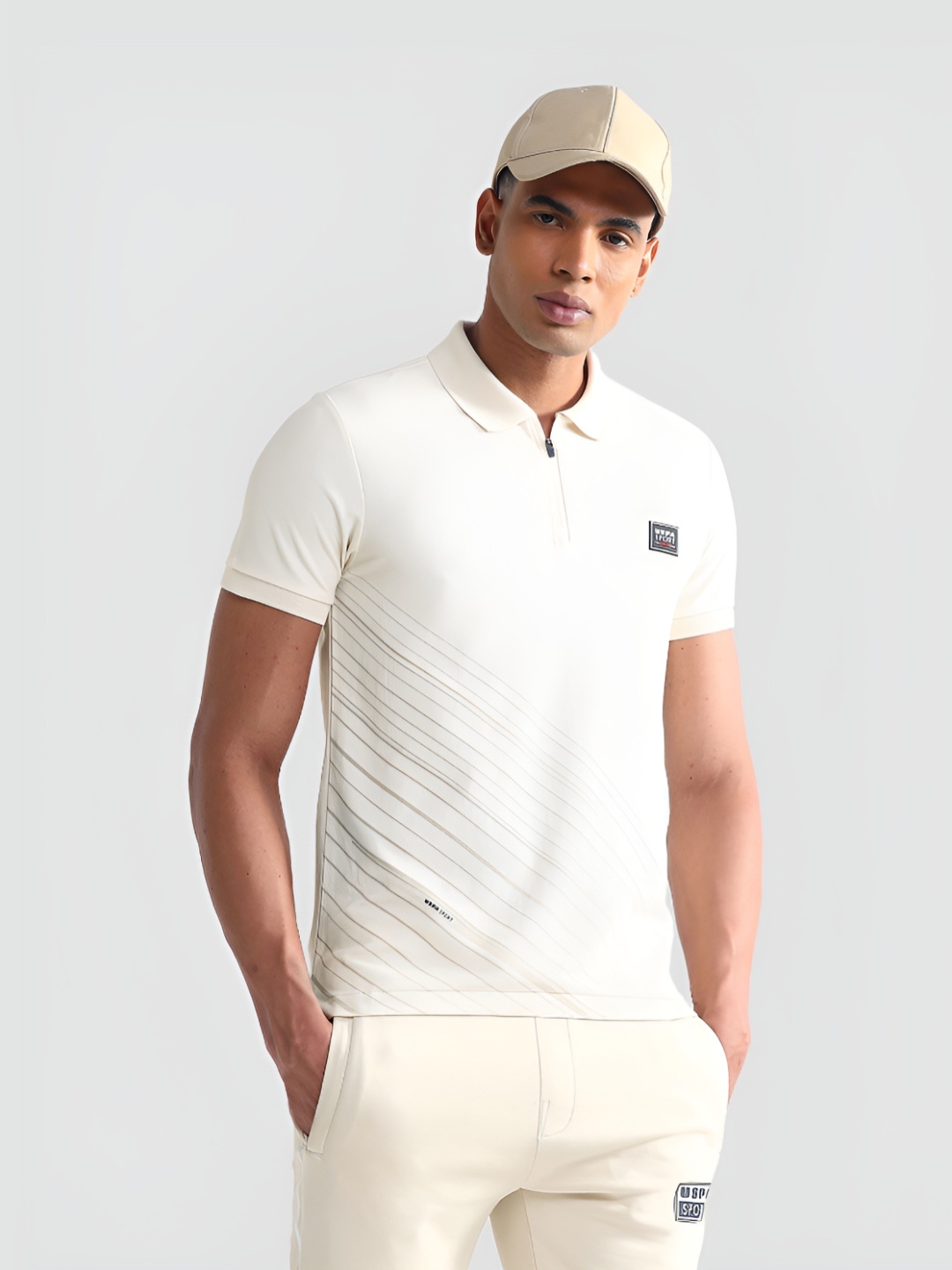 

U.S. Polo Assn. Men Solid Polo Collar Slim Fit T-shirt, White