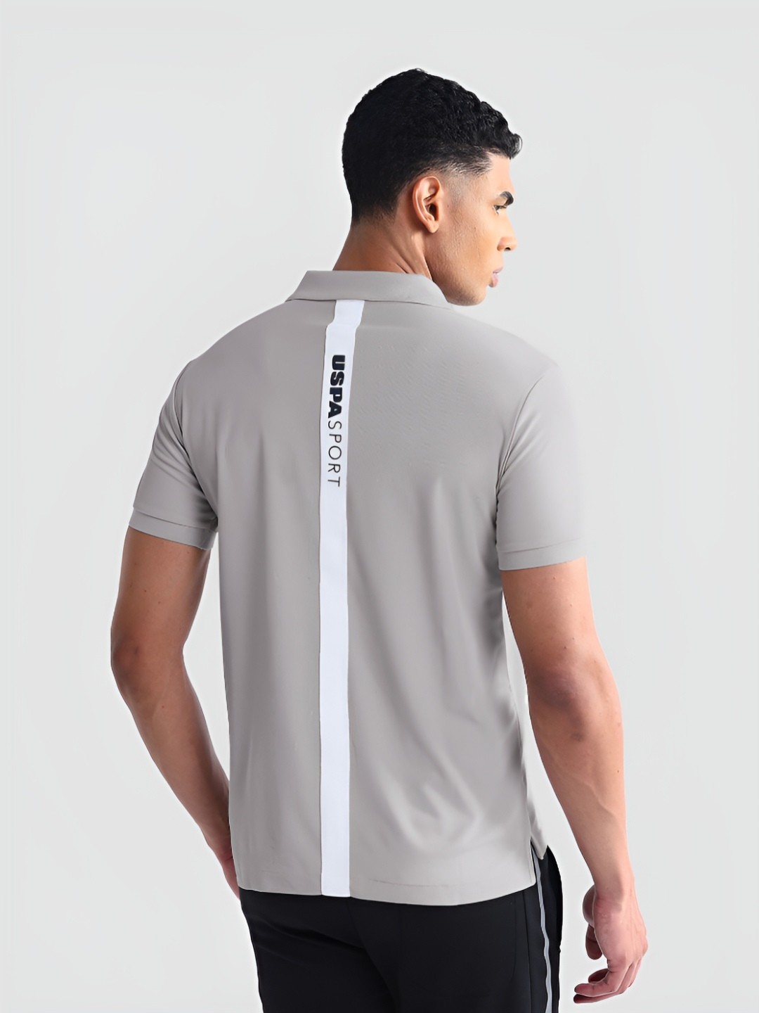 

U.S. Polo Assn. Men Typography Printed Slim Fit Polo Collar T-shirt, Grey