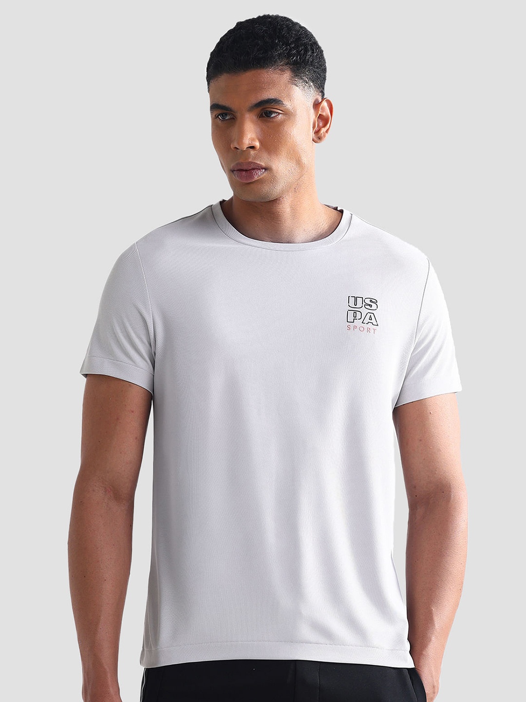 

U.S. Polo Assn. Men Typography Printed Round Neck Slim Fit T-shirt, Grey
