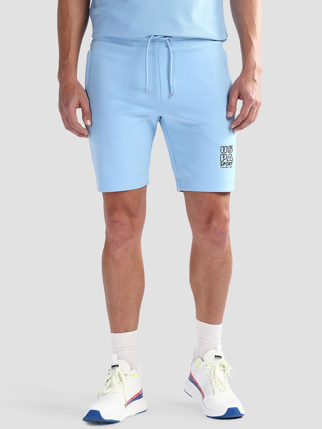 

U.S. Polo Assn. Men Slim Fit Mid-Rise Sports Active Shorts, Blue