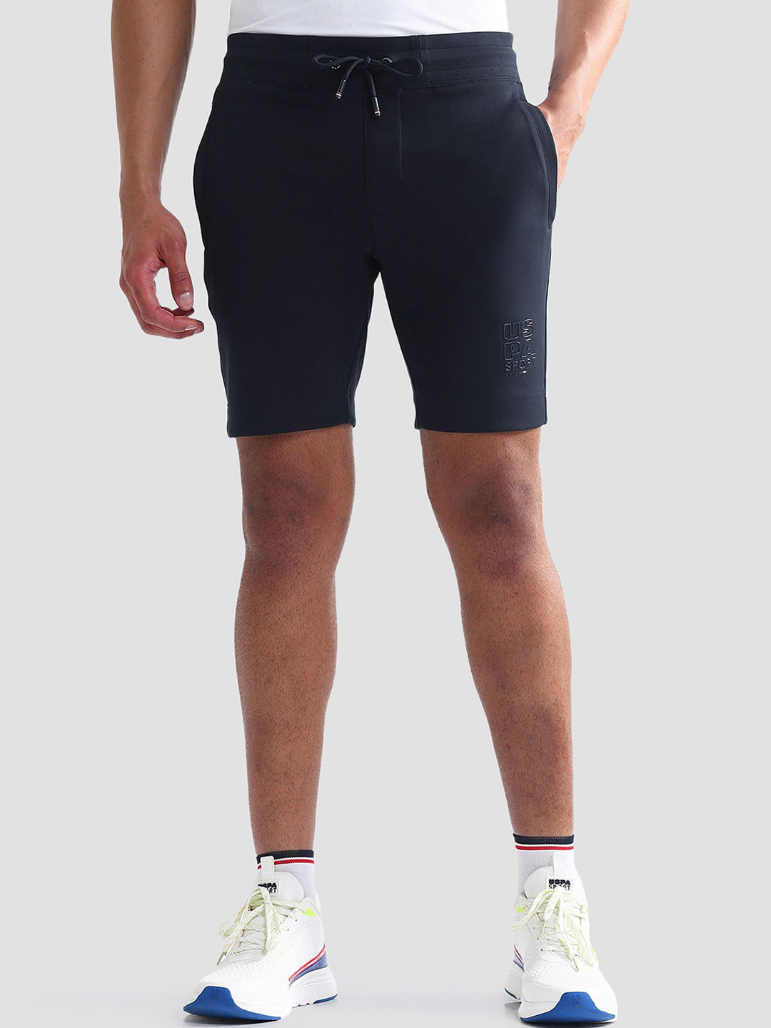 

U.S. Polo Assn. Men Slim Fit Mid-Rise Sports Active Shorts, Blue