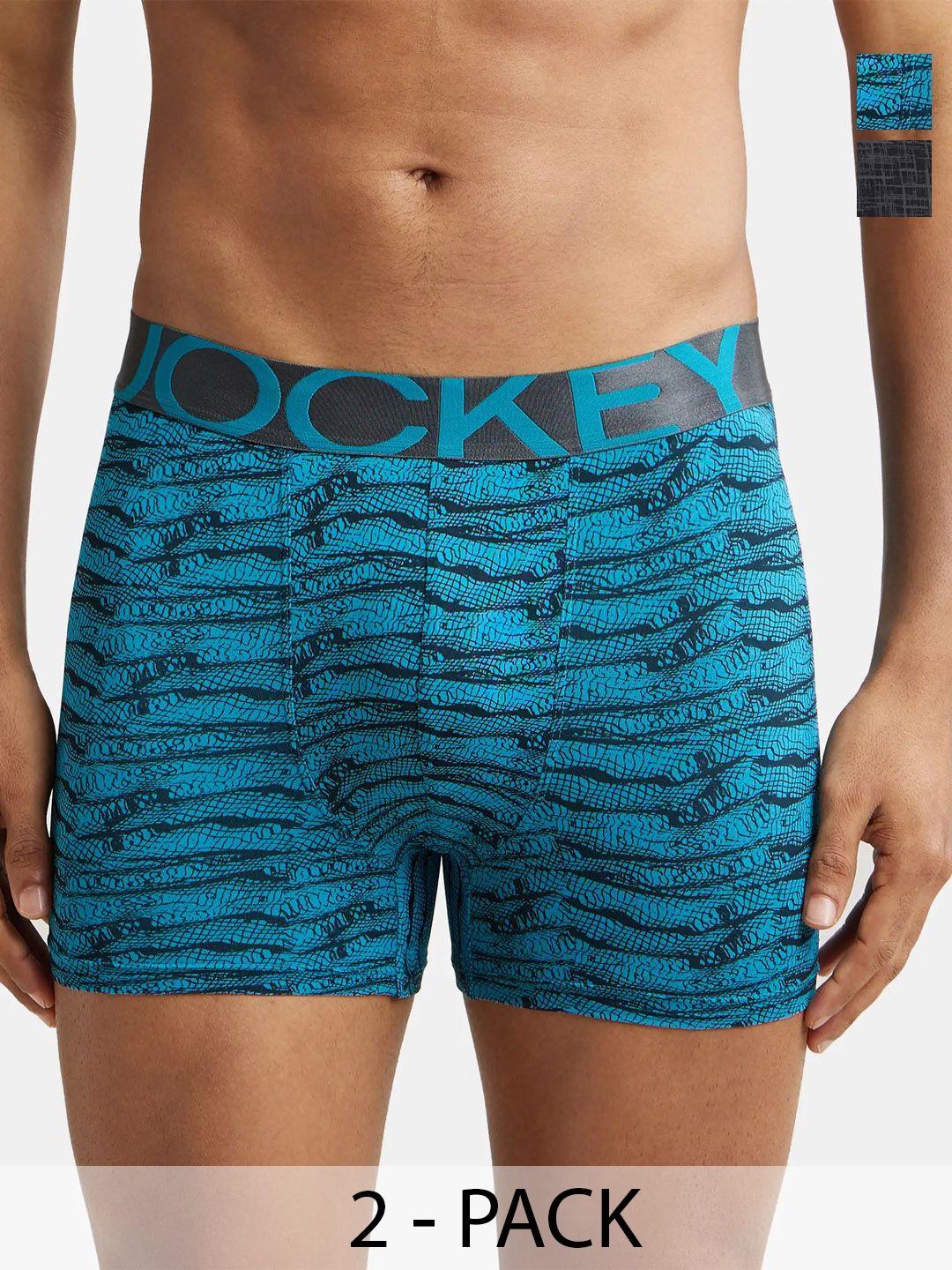 

Jockey Pack Of 2 Printed Mid Rise Trunks 9107751-1-9107829-1, Teal