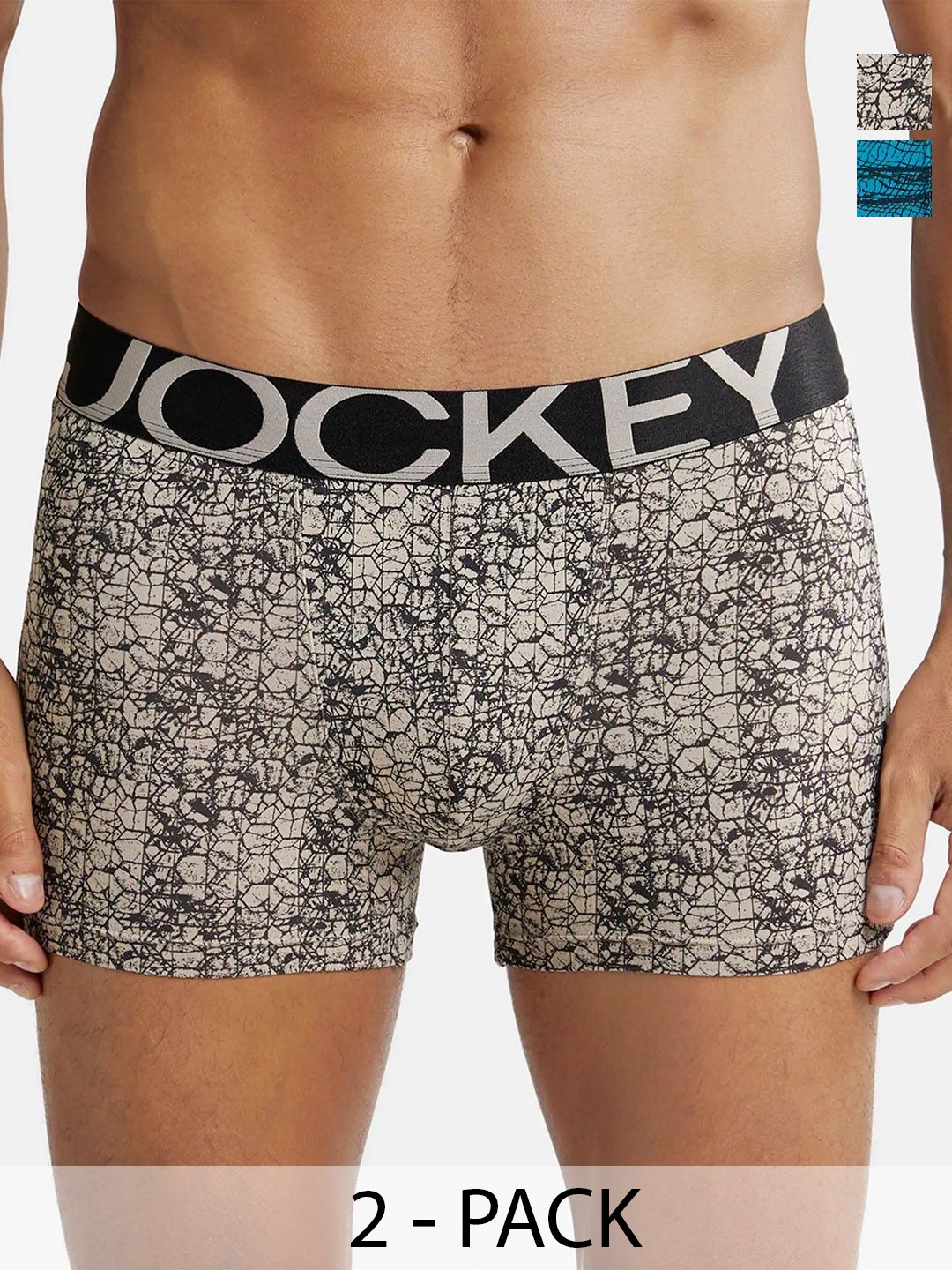 

Jockey Pack Of 2 Printed Mid Rise Trunks 9107629-1-9107751-1, Grey